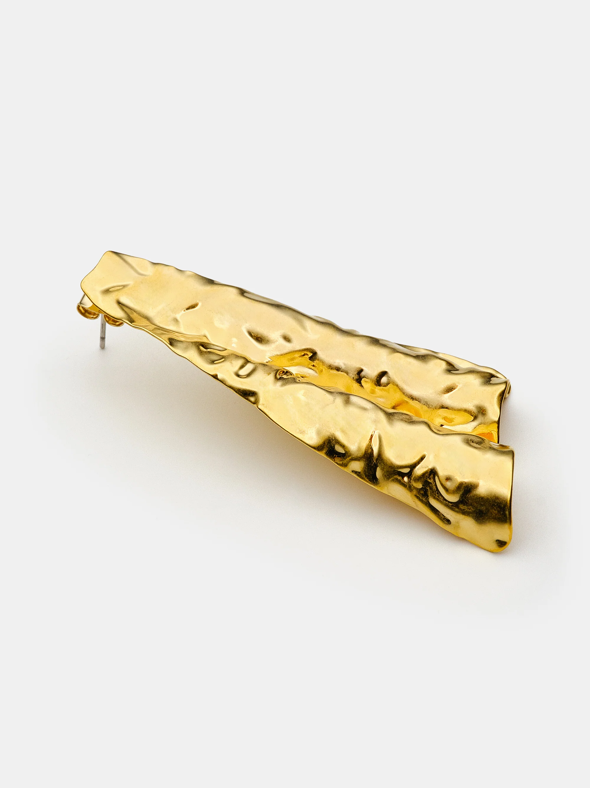 Crumpled Fan Earrings, Gold - Image 3