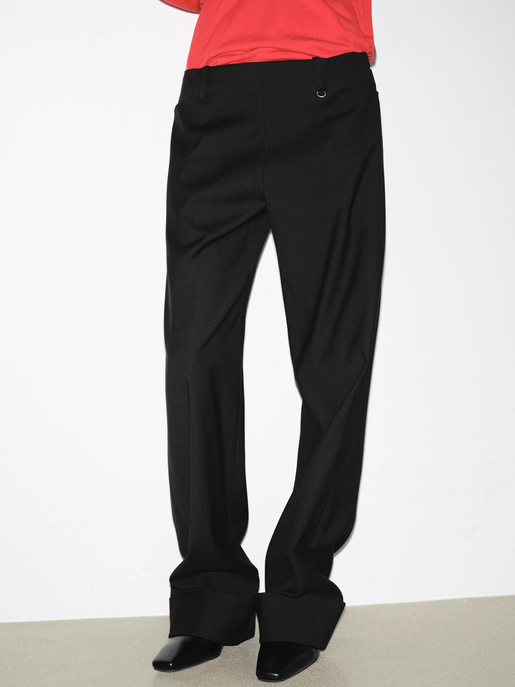 Cuffed Tailored Trousers, Black