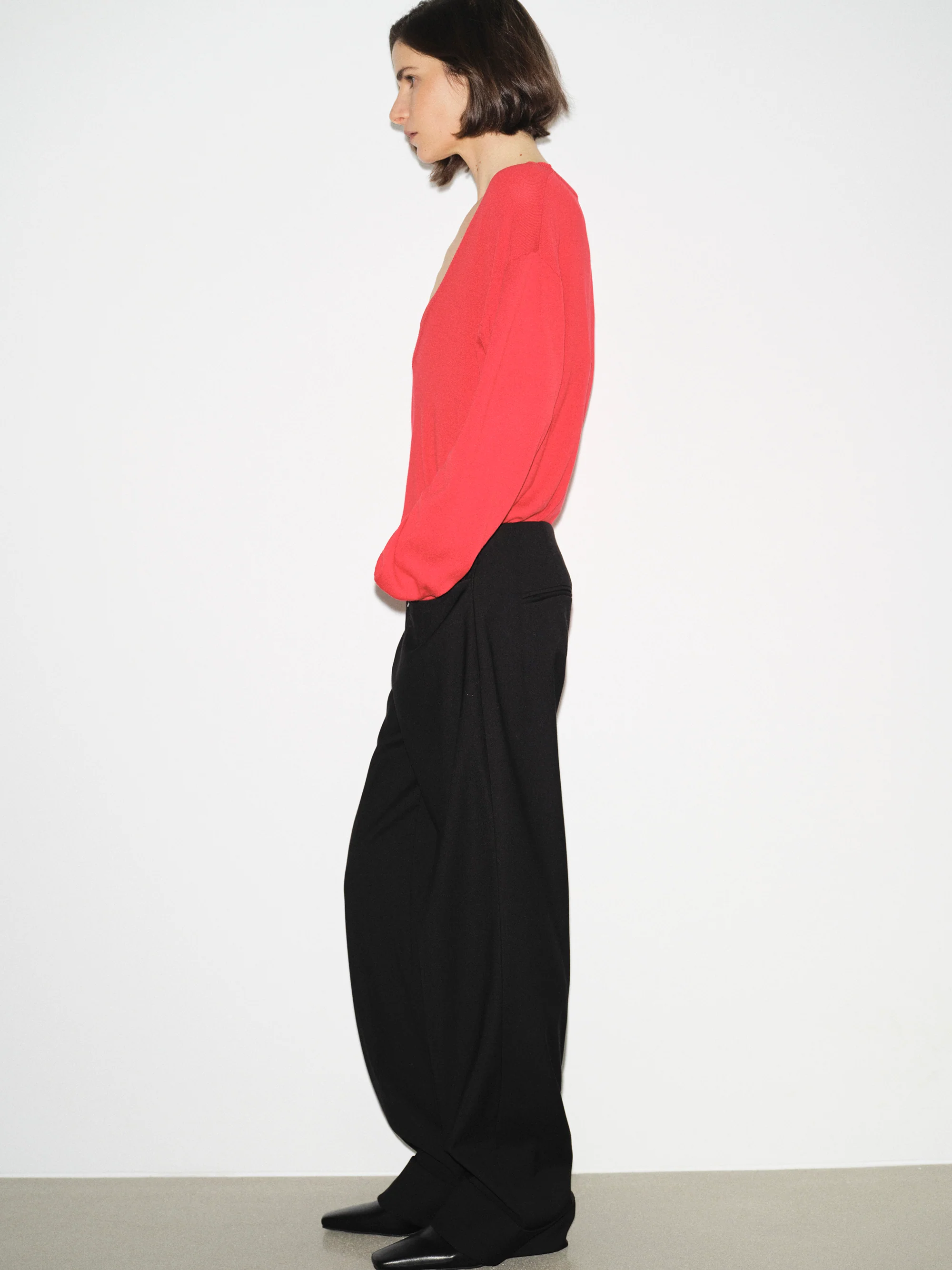 Cuffed Tailored Trousers, Black - Image 2