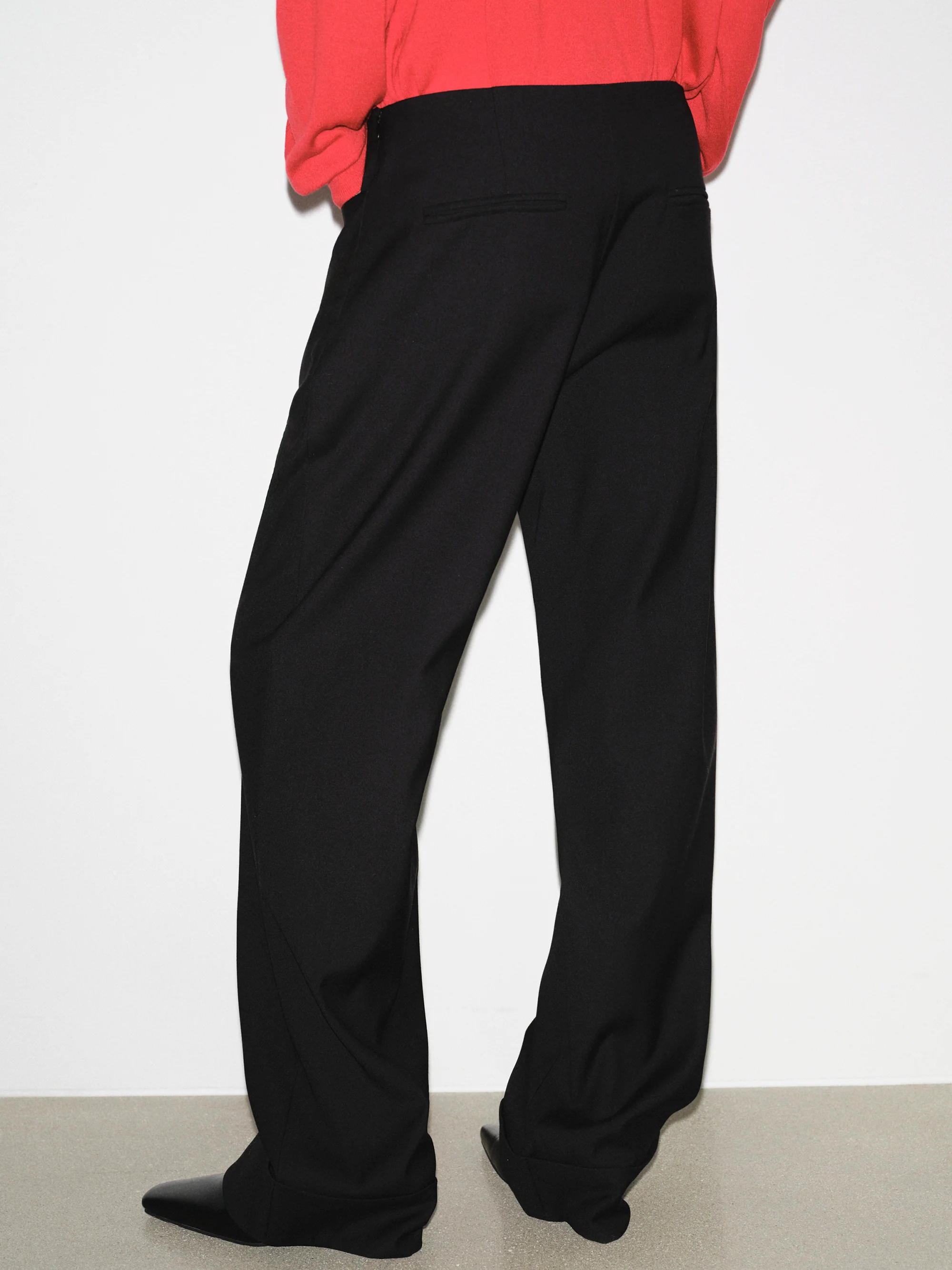 Cuffed Tailored Trousers, Black - Image 4
