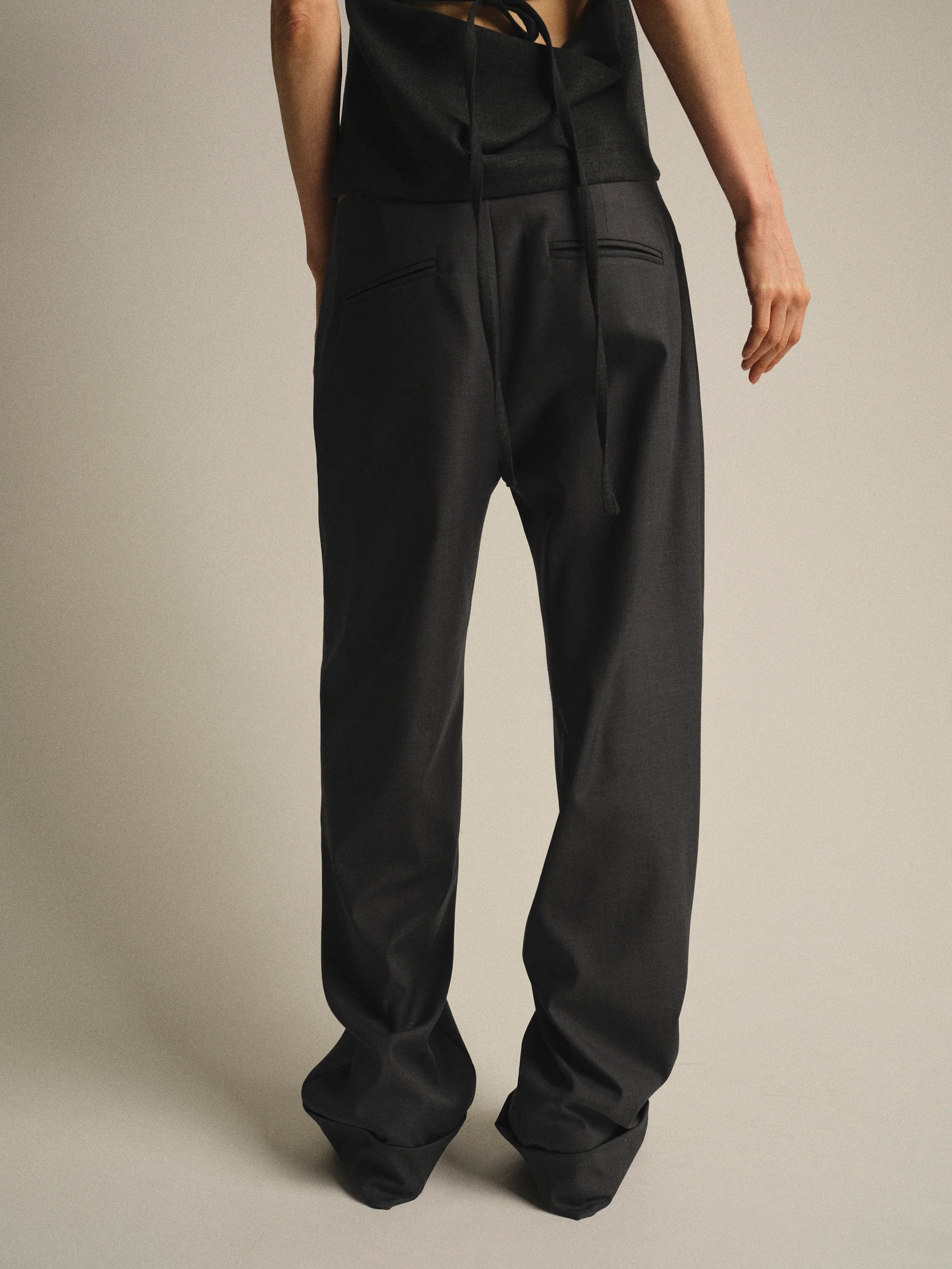 Cuffed Tailored Trousers, Charcoal - Image 5