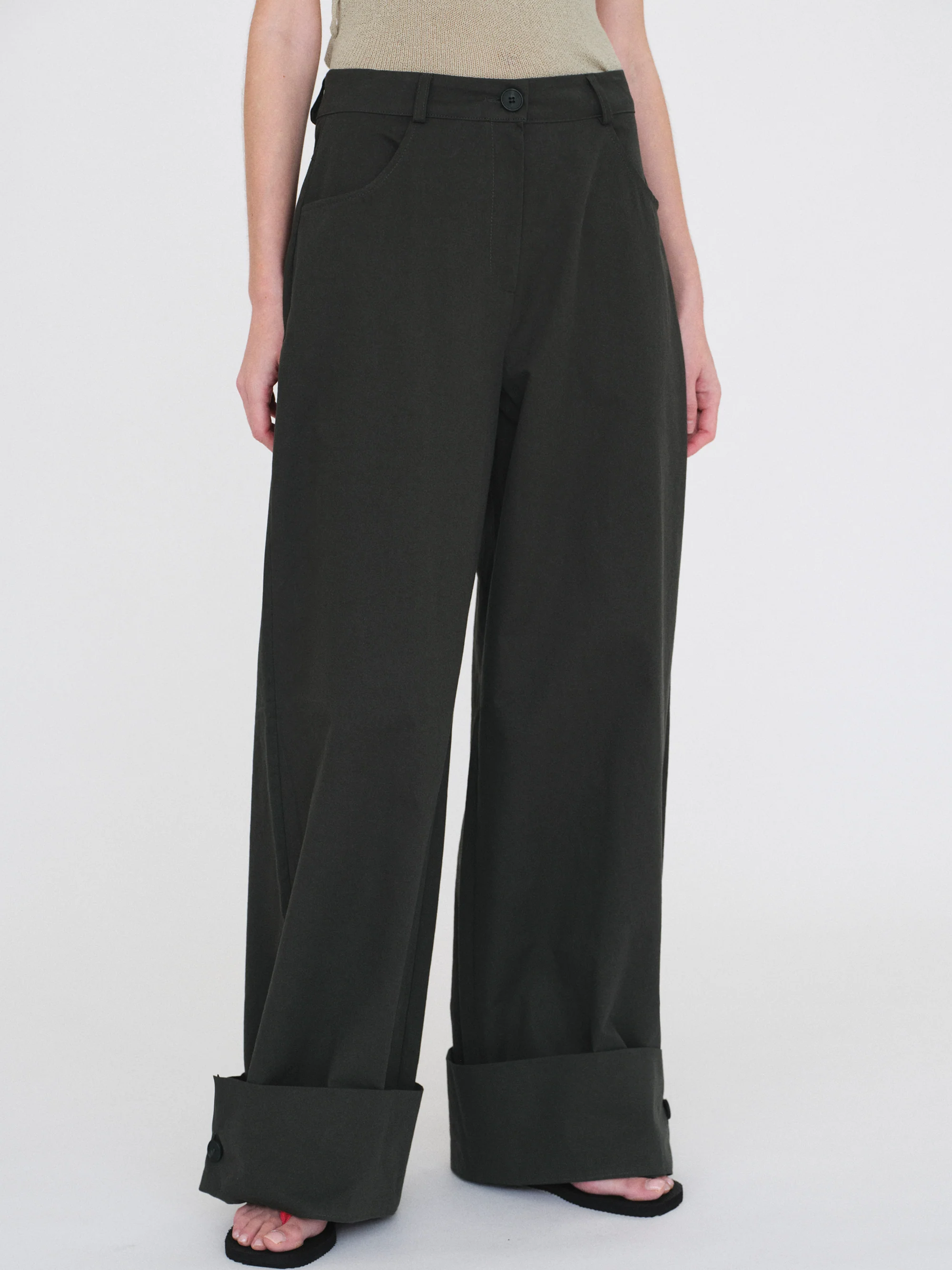 Cuffed Wide-Leg Trousers, Sacramento - Image 3