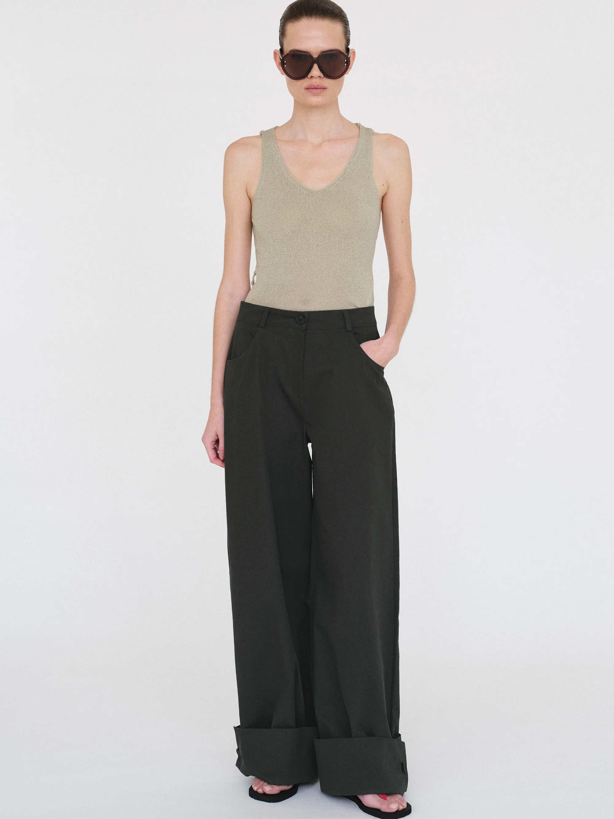 Cuffed Wide-Leg Trousers, Sacramento - Image 4