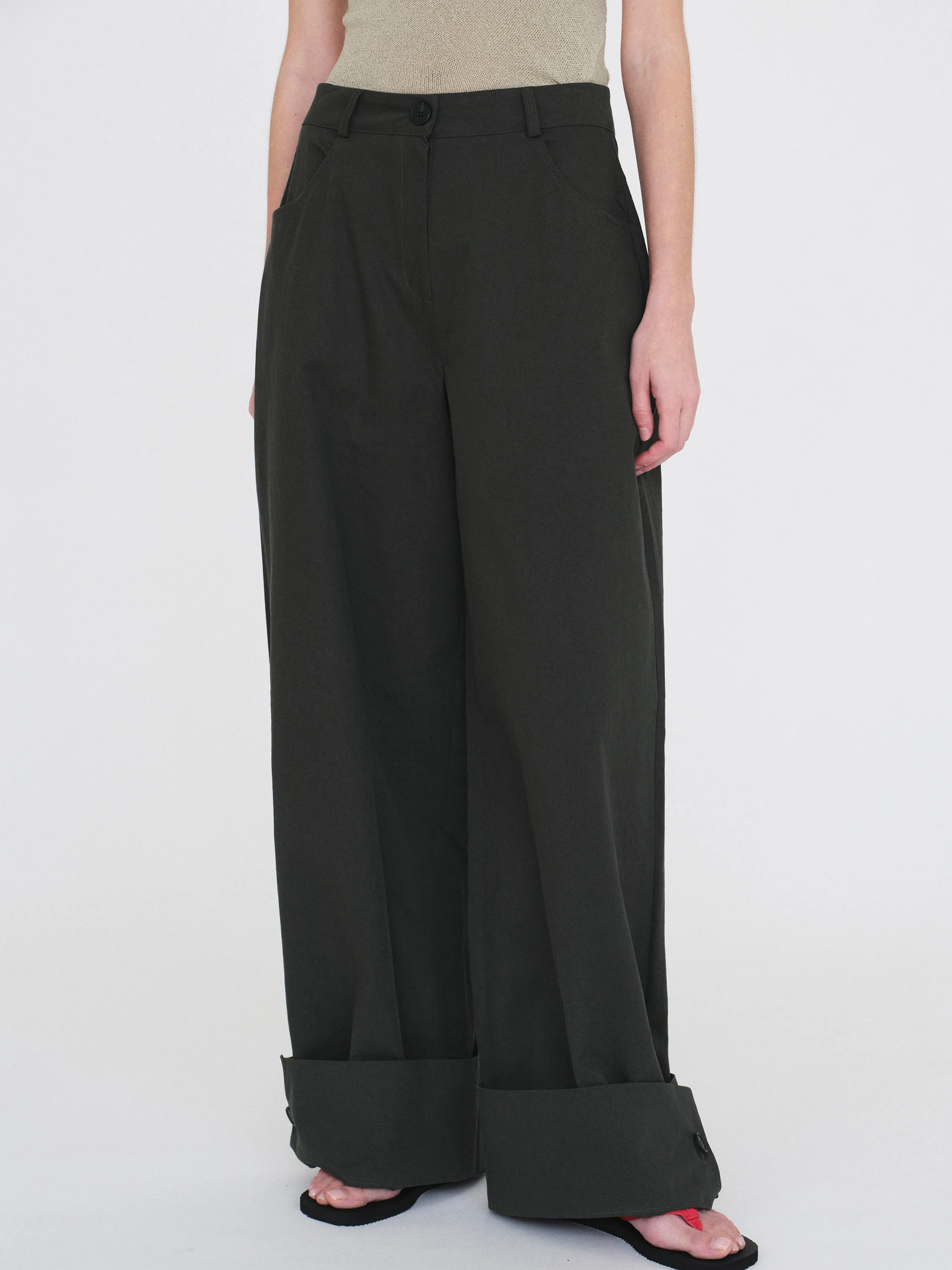 Cuffed Wide-Leg Trousers, Sacramento - Image 6
