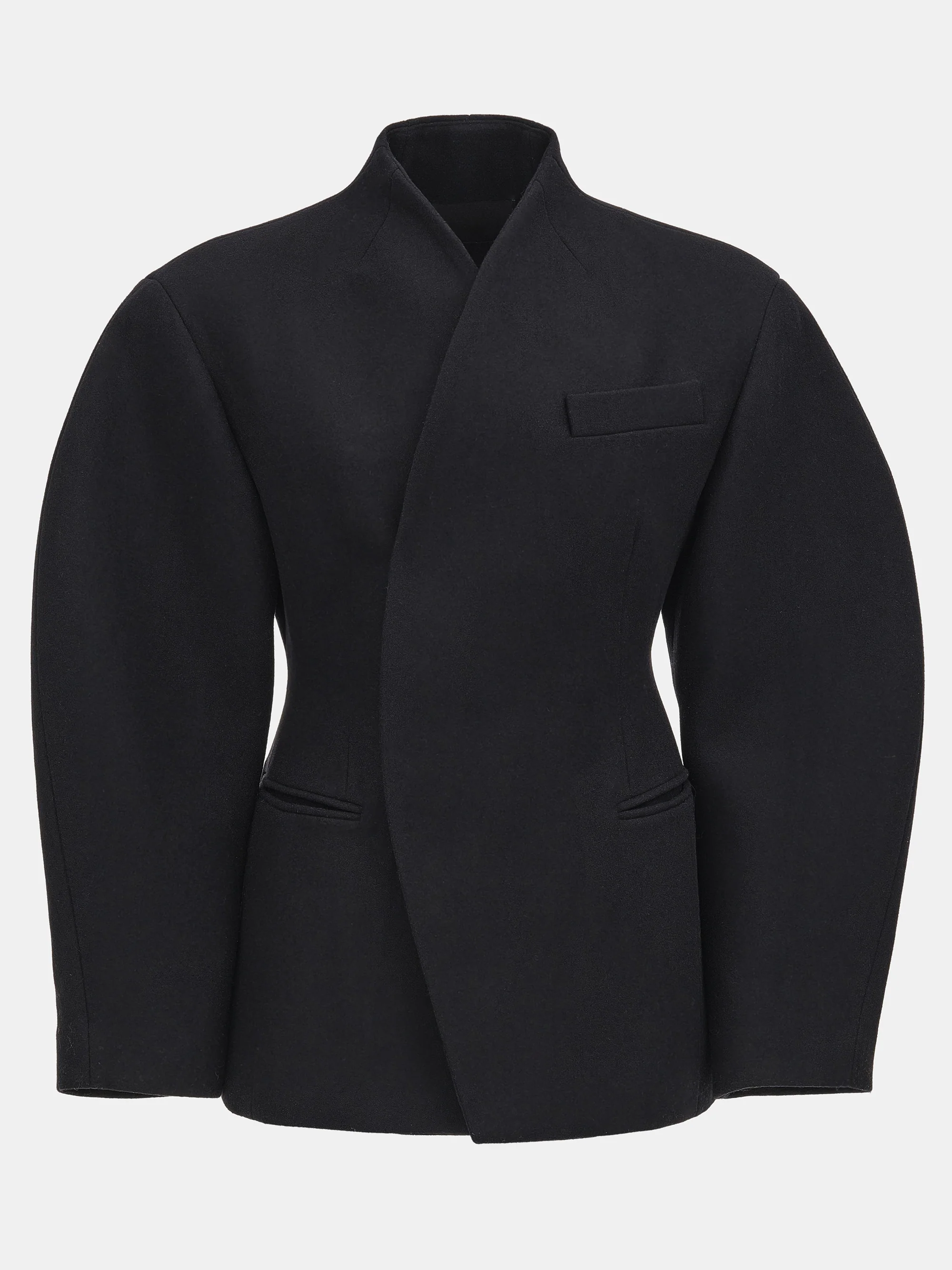 Curved Wool Felt Jacket, Black - Image 6