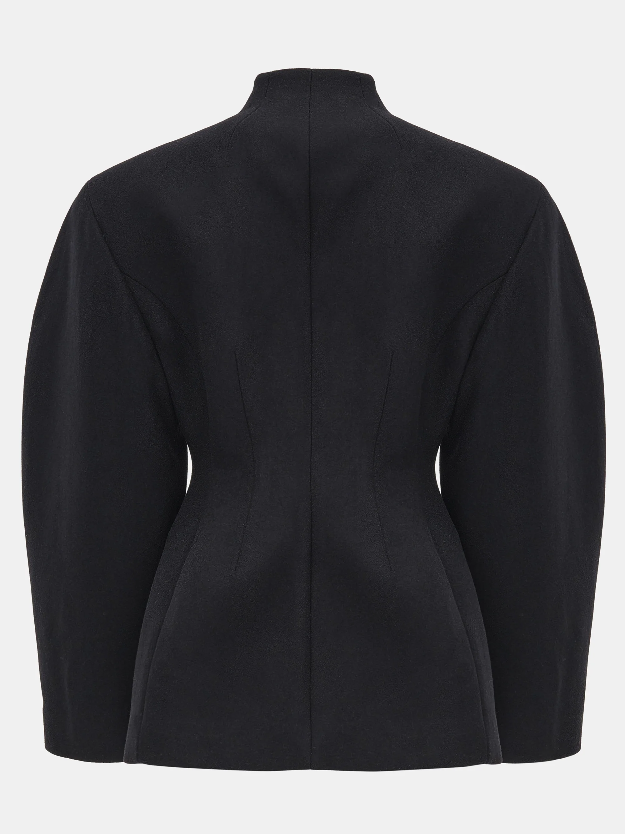 Curved Wool Felt Jacket, Black - Image 7