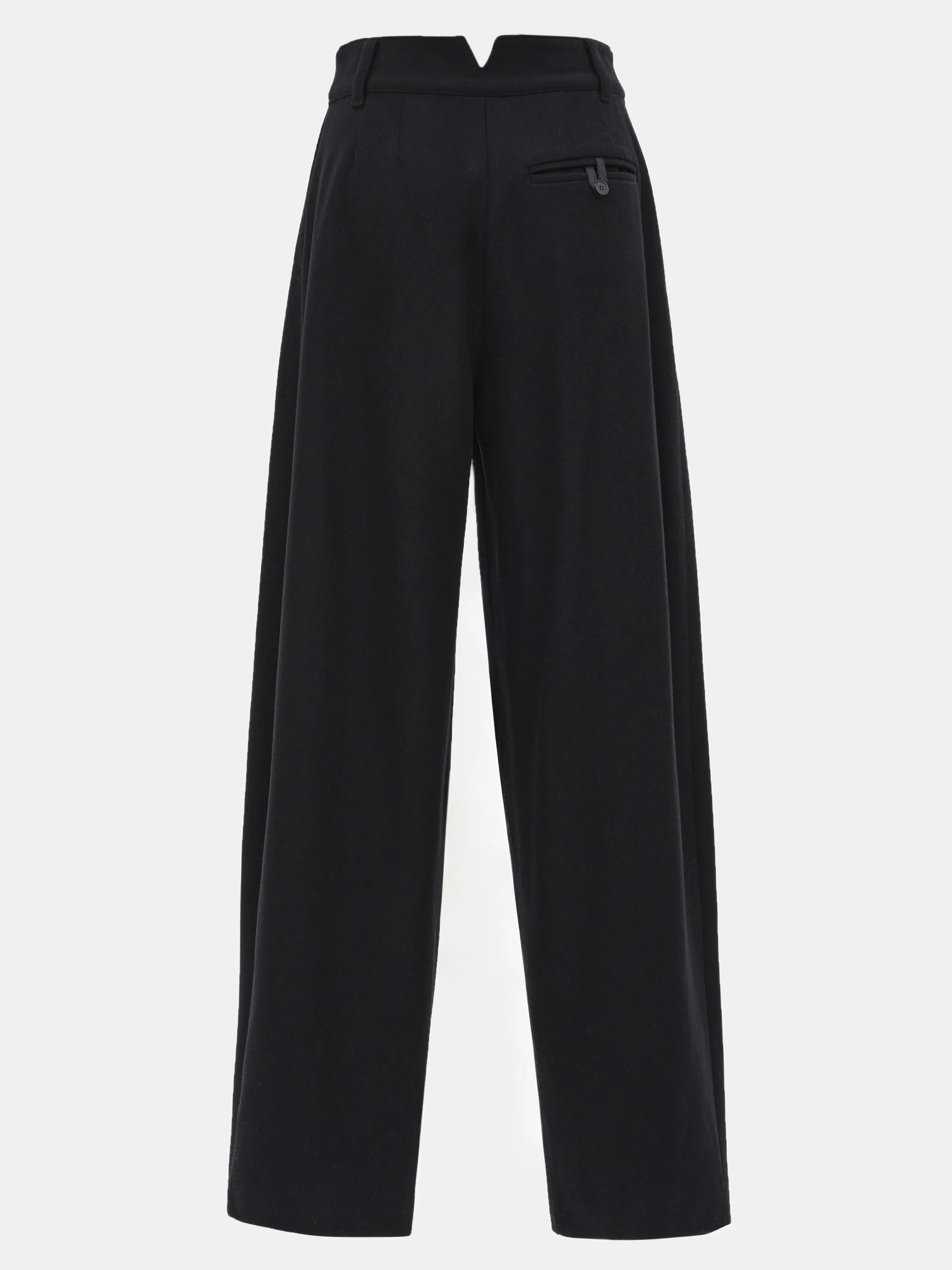 Curved Wool Felt Trousers, Black - Image 6