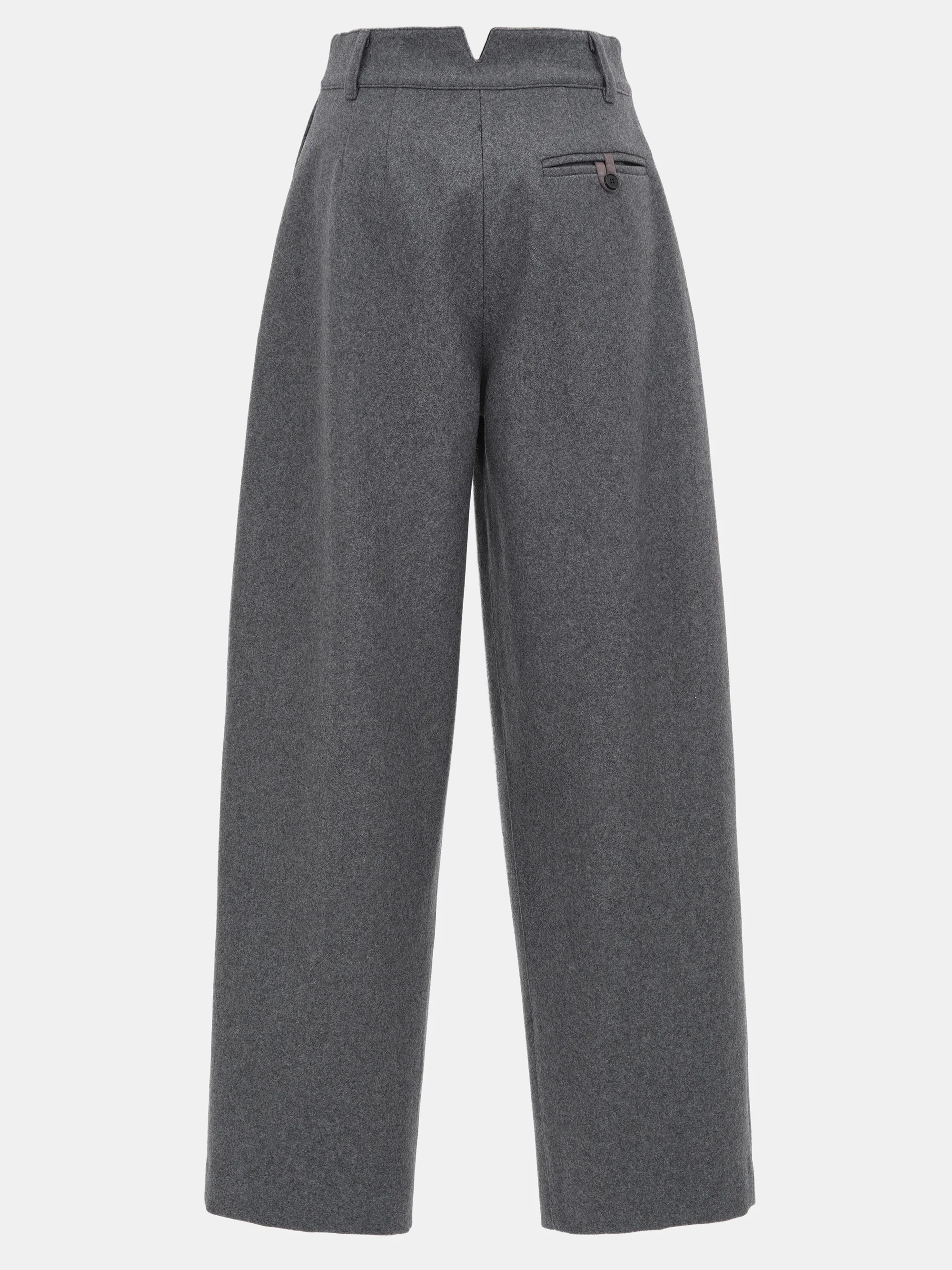 Curved Wool Felt Trousers, Charcoal - Image 6