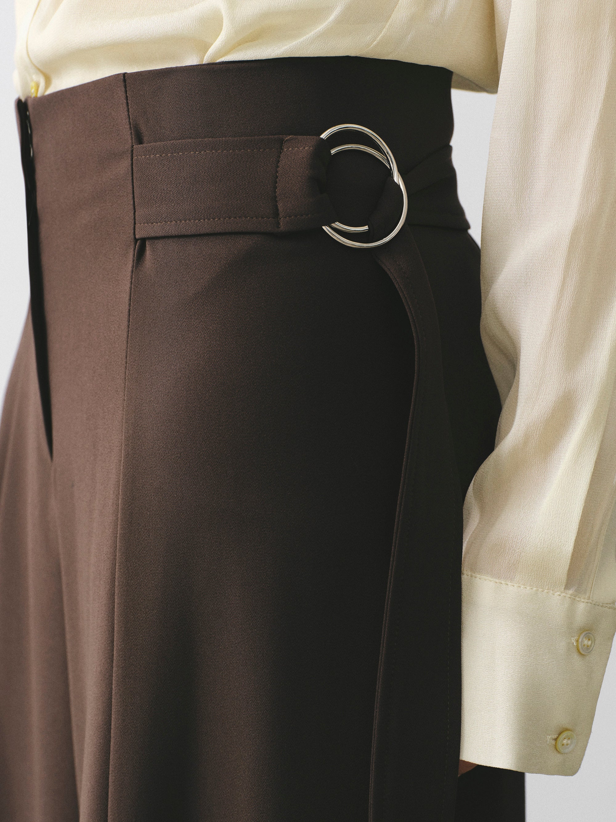 D-Ring Wide-Leg Trousers, Brown - Image 2