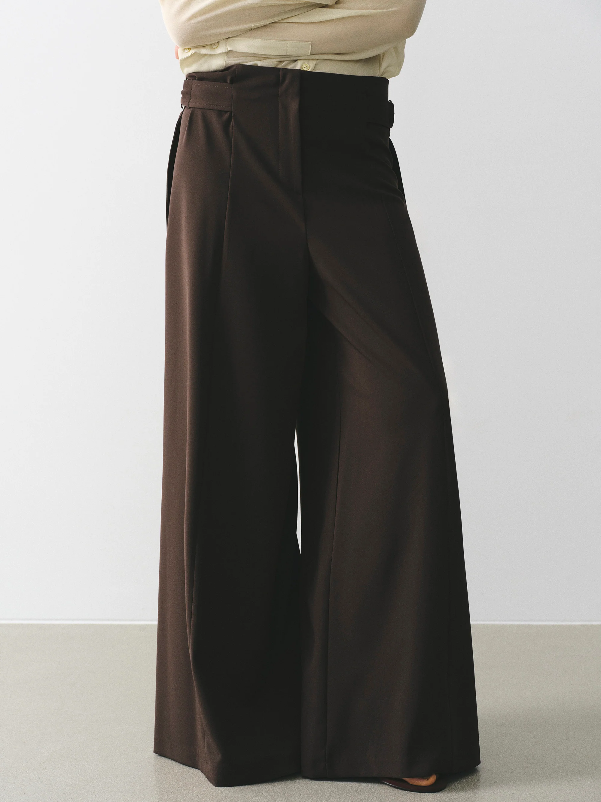 D-Ring Wide-Leg Trousers, Brown - Image 3