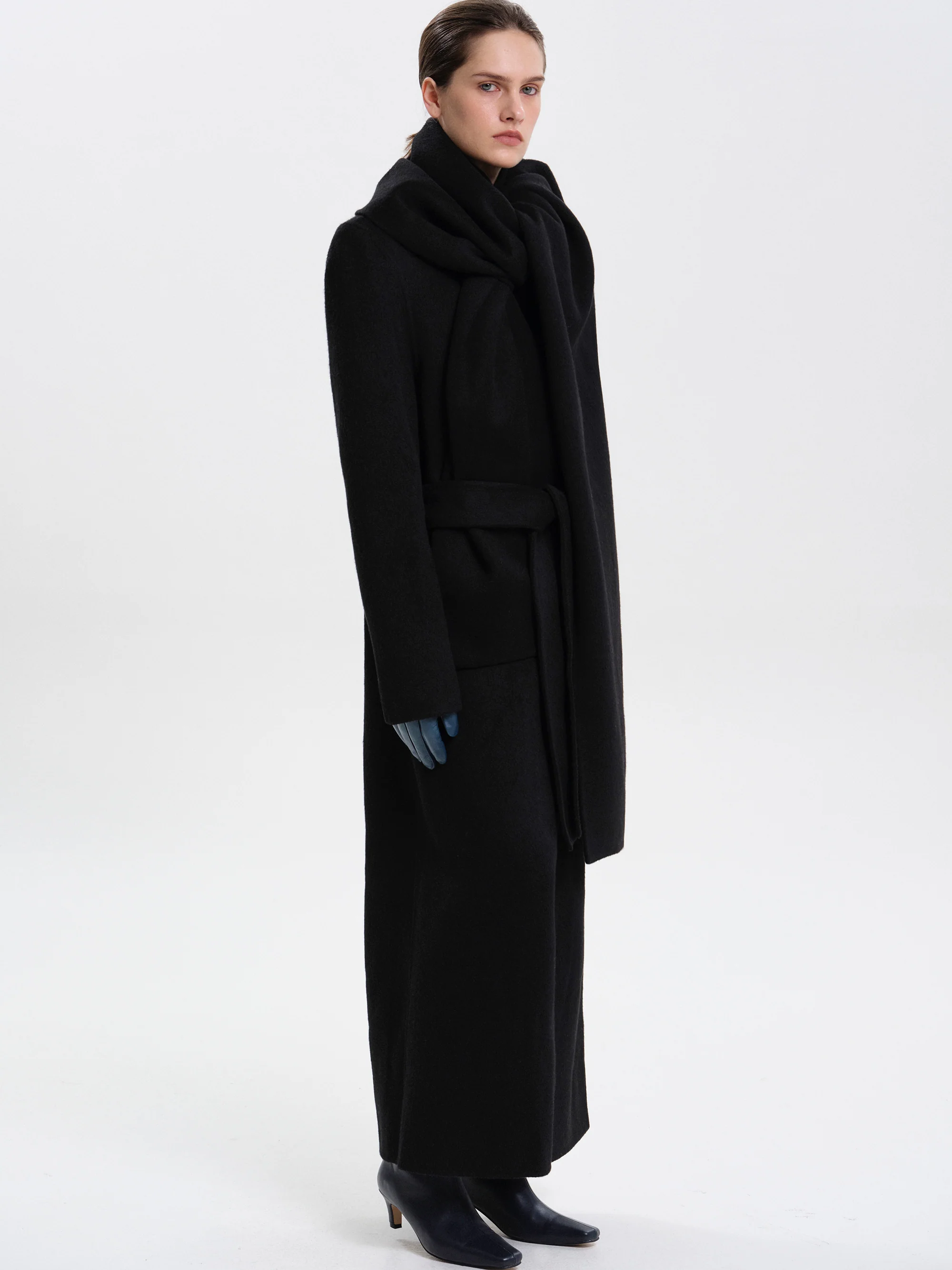 Oversized Scarf Coat, Black - Image 4