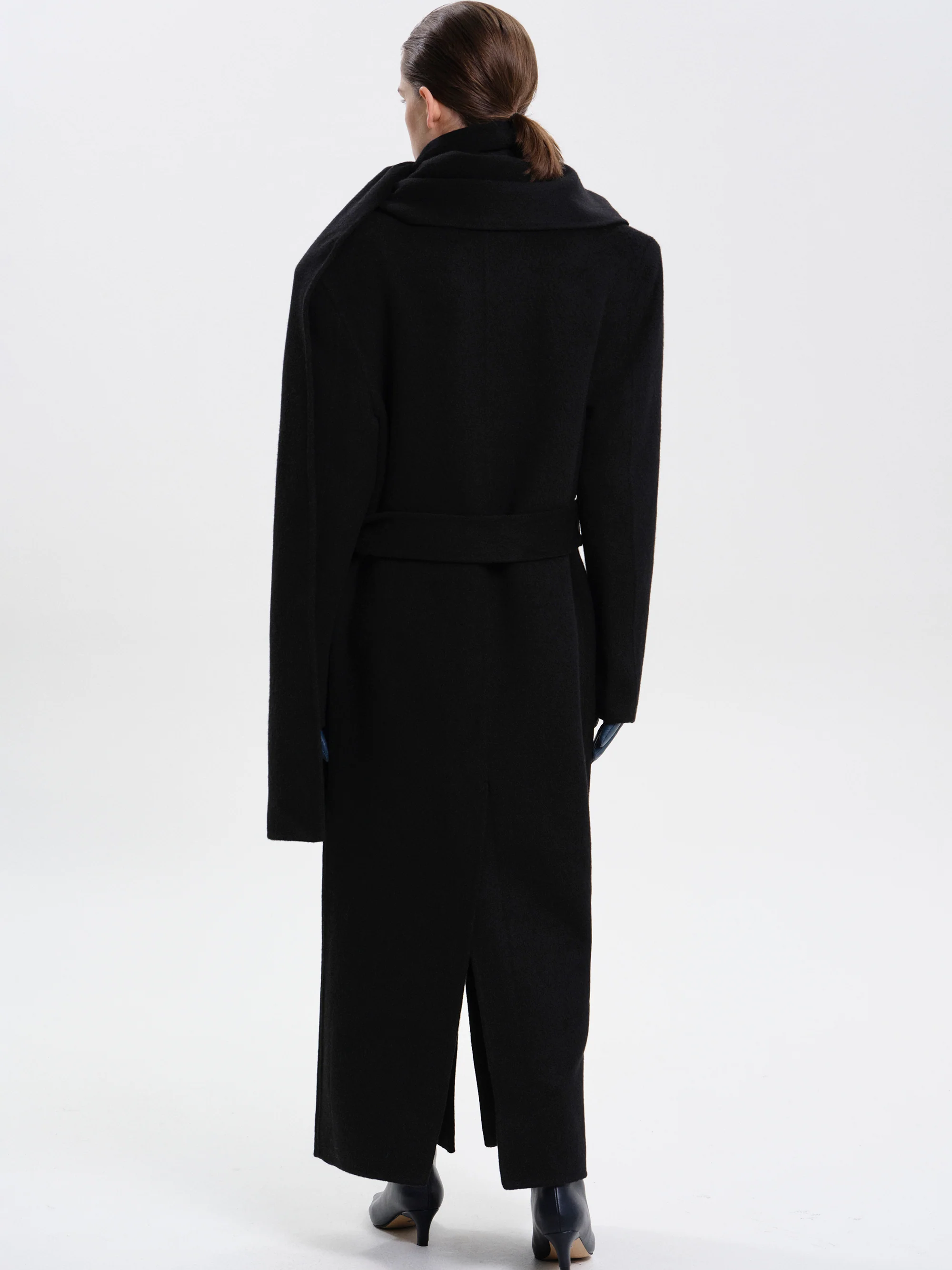 Oversized Scarf Coat, Black - Image 5