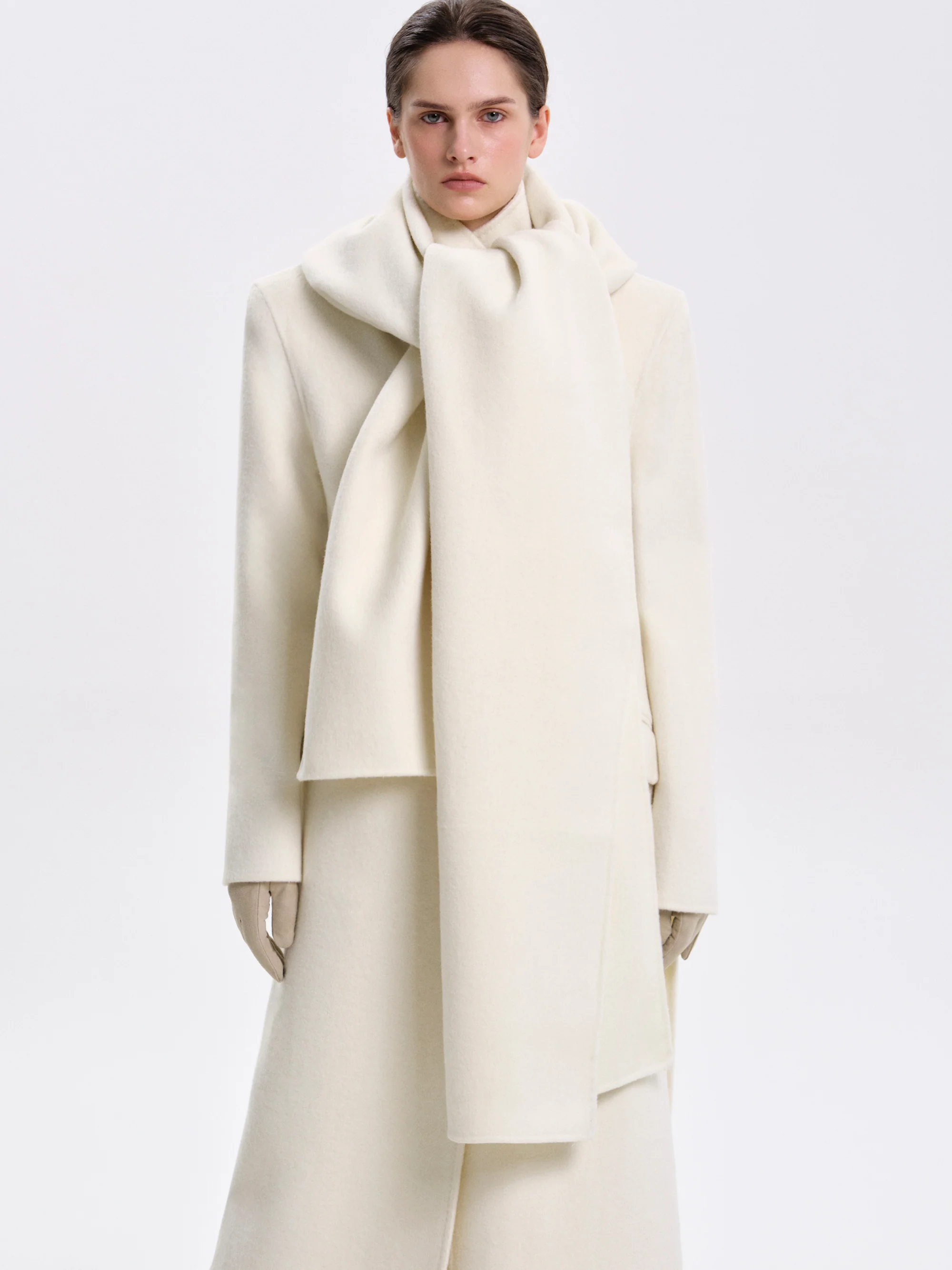 Oversized Scarf Coat, Cream