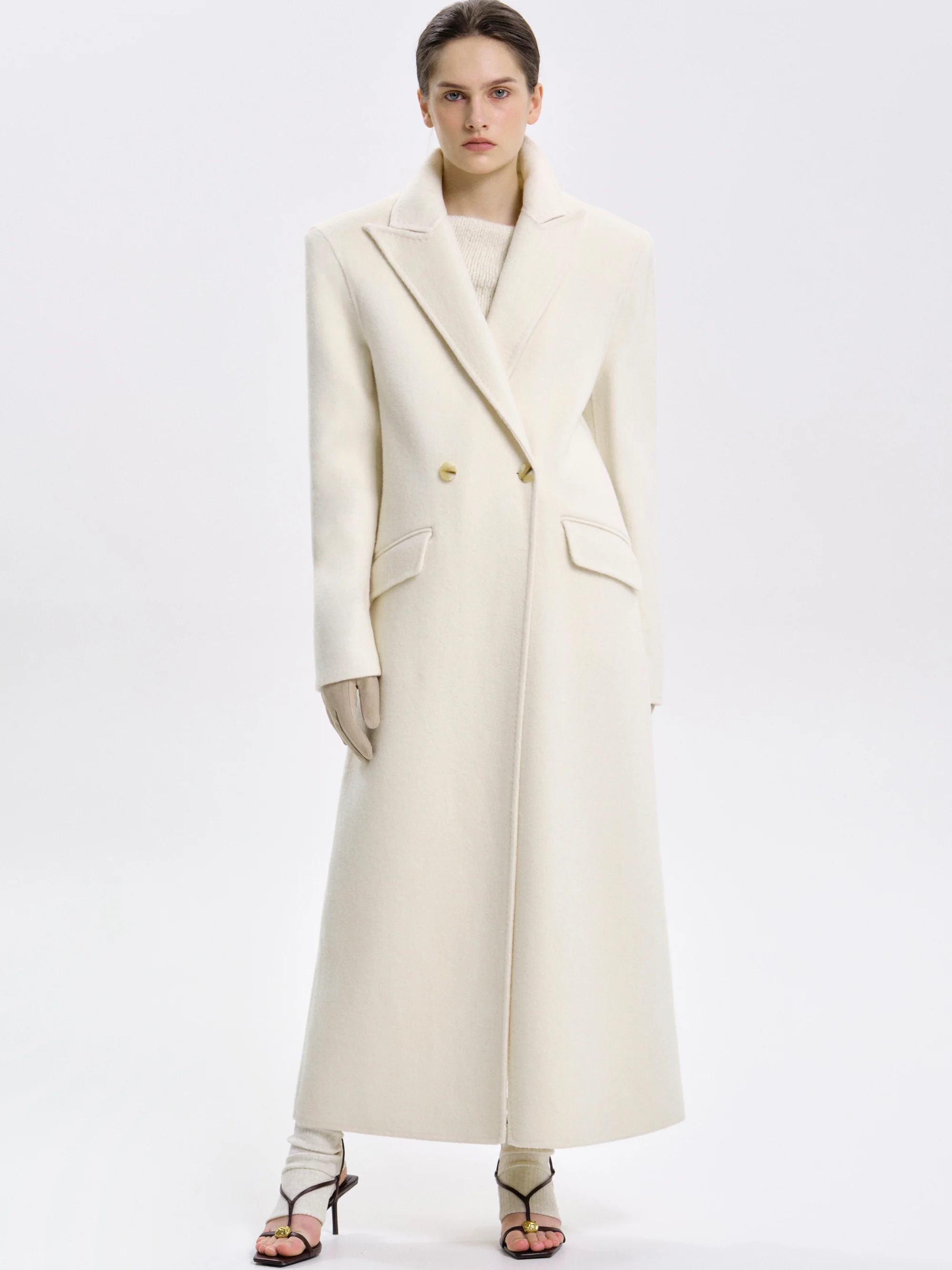 Oversized Scarf Coat, Cream - Image 5