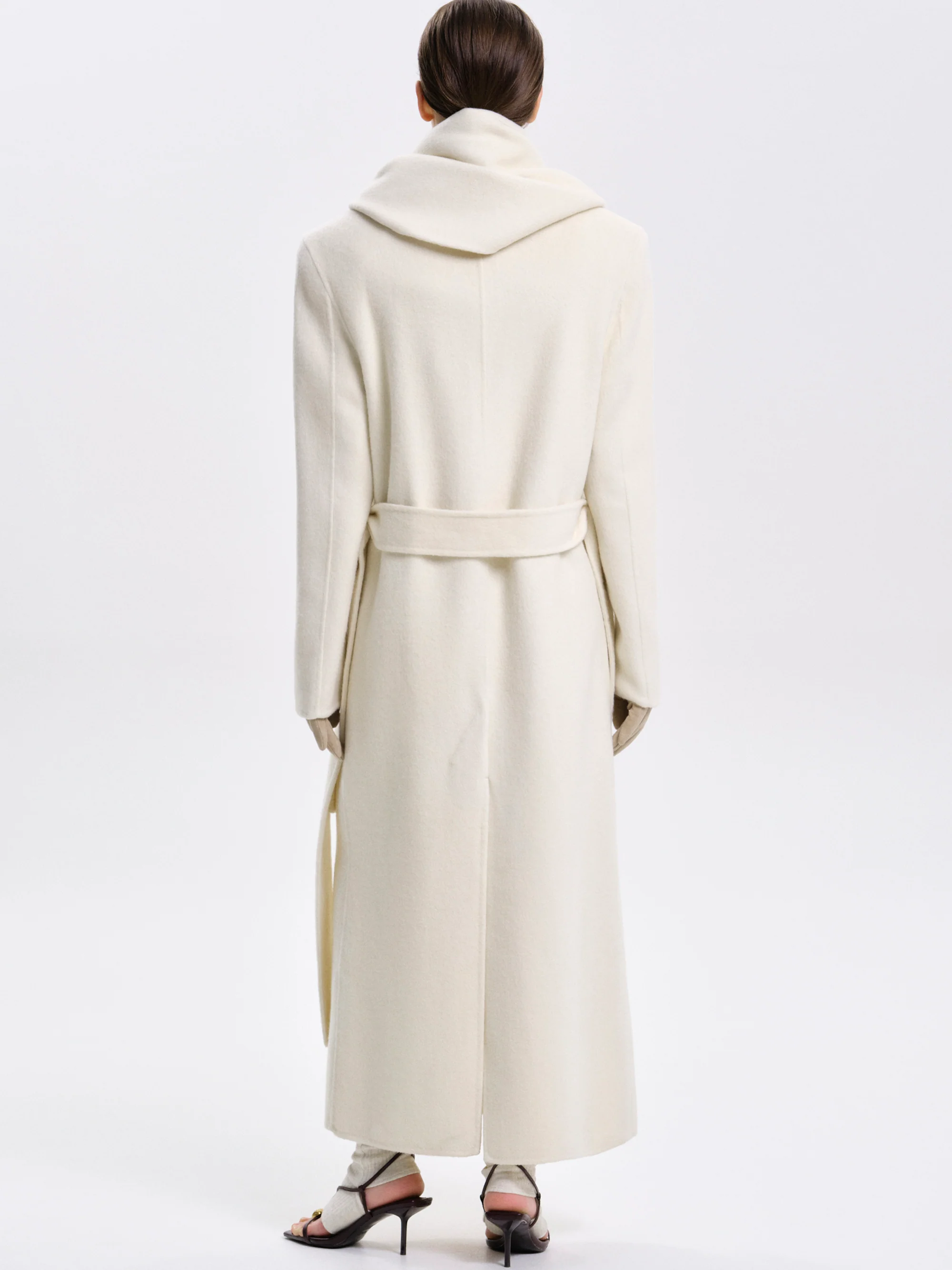 Oversized Scarf Coat, Cream - Image 7
