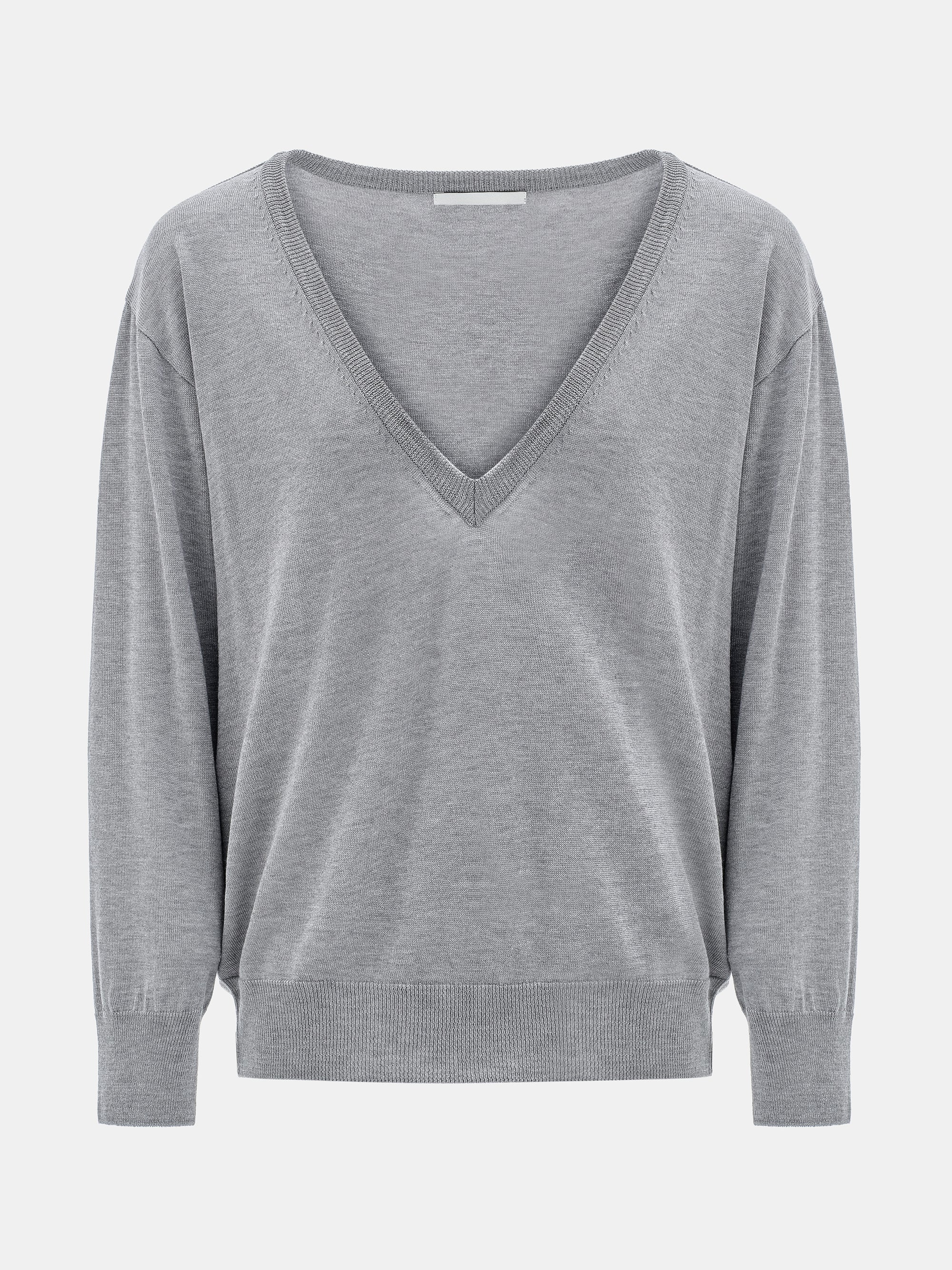 Deep V-Neck Knit, Grey - Image 4
