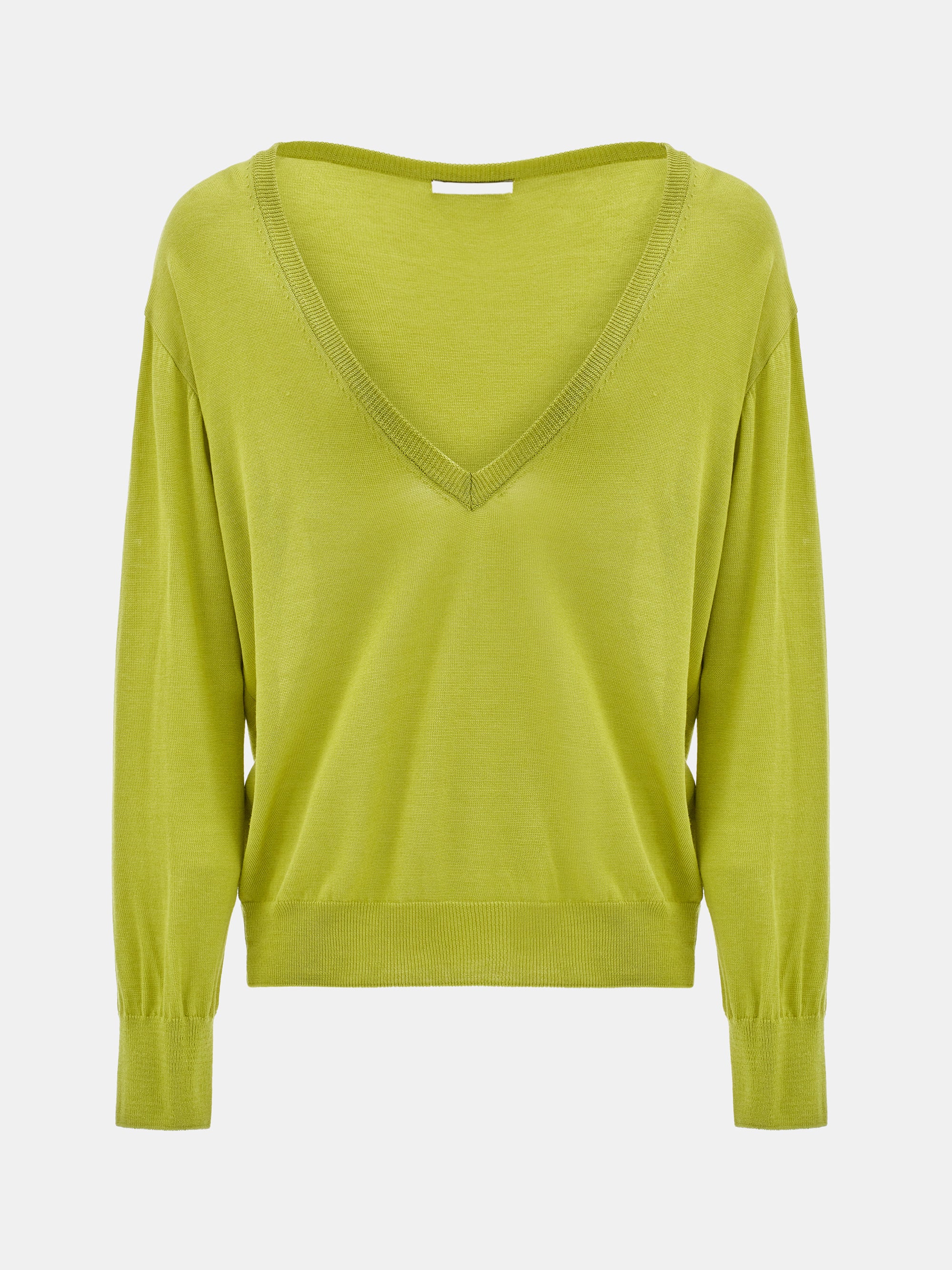 Deep V-Neck Knit, Olive - Image 5