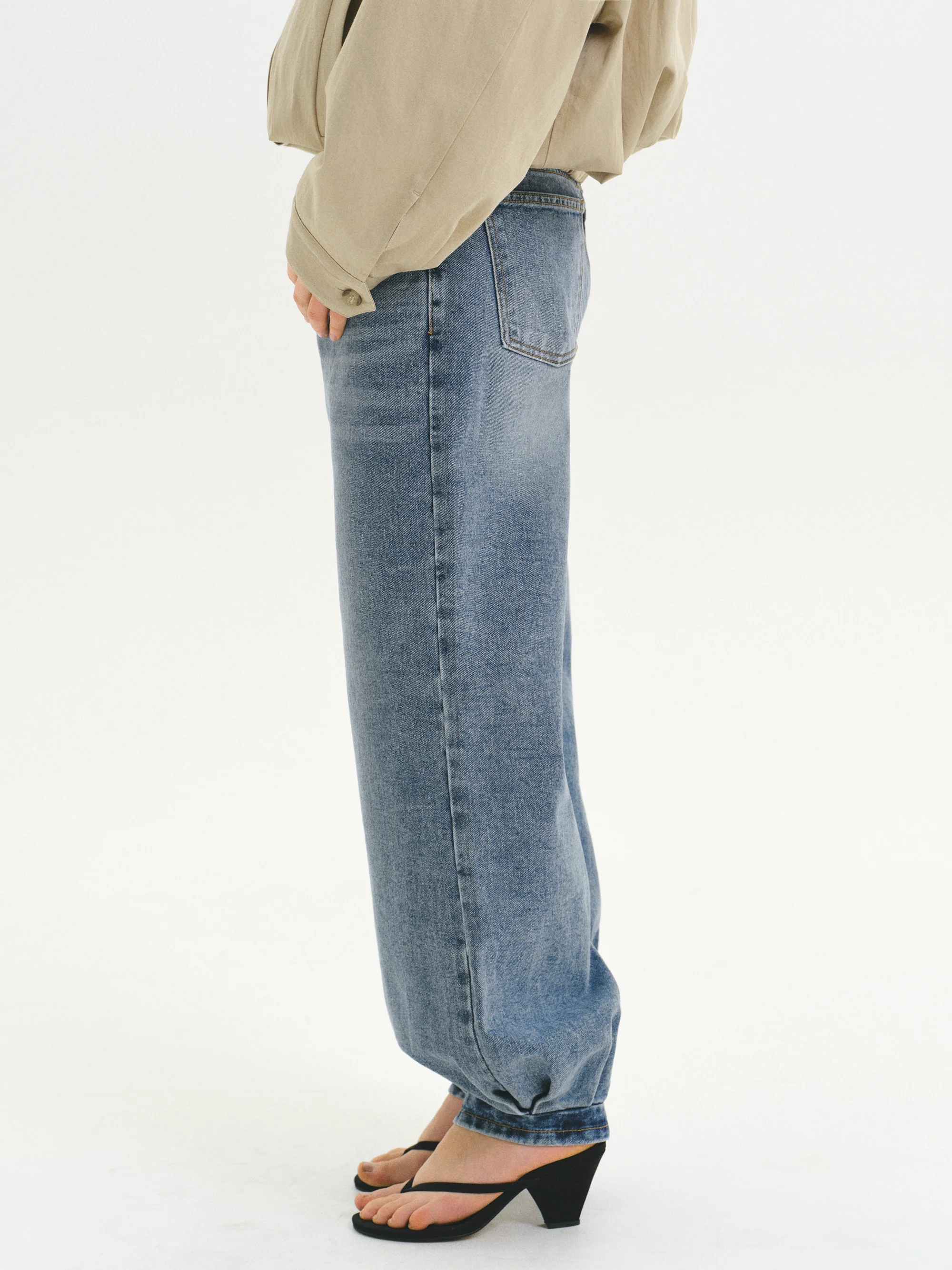 Denim Balloon Pants, Light Blue - Image 4