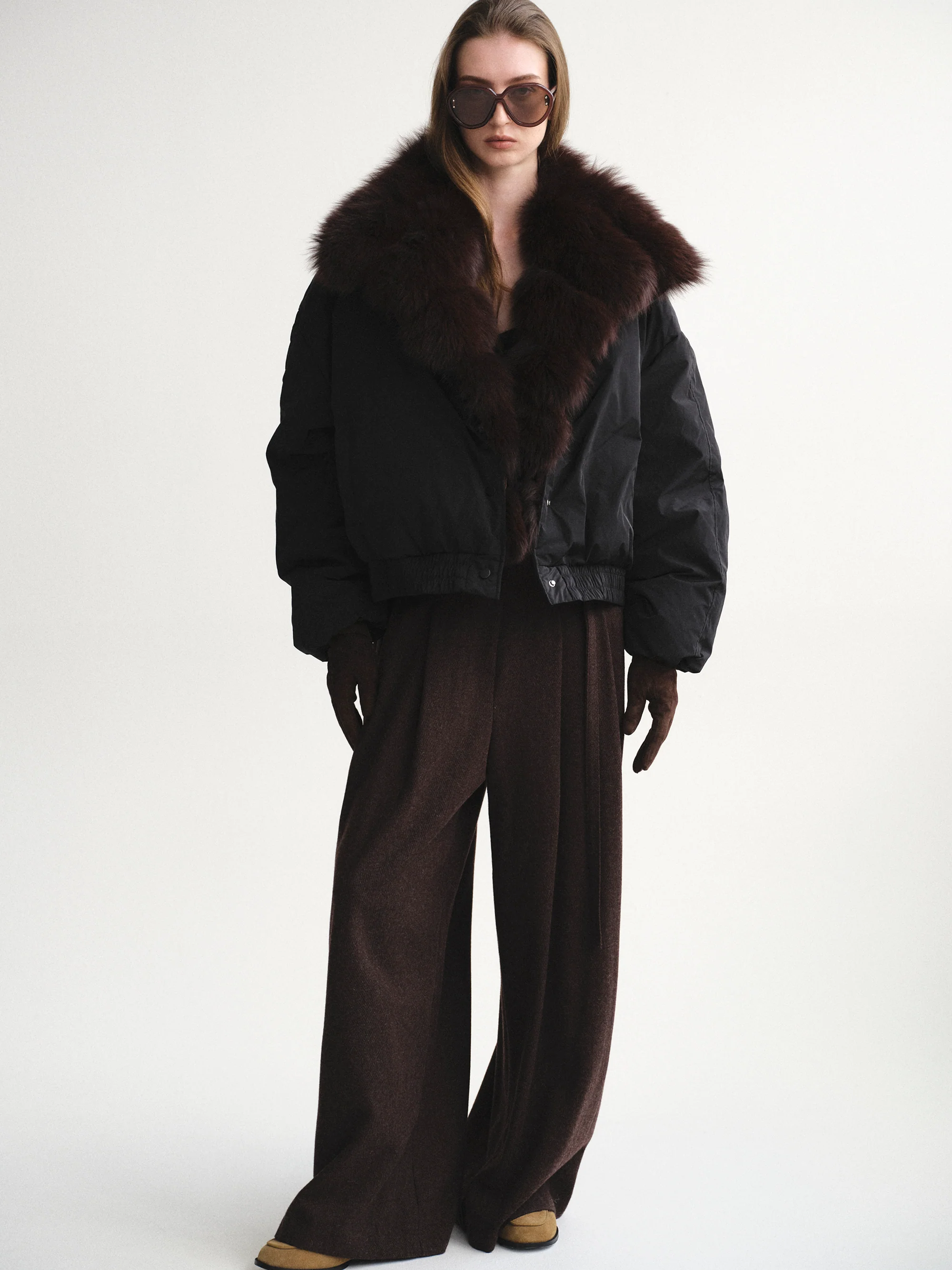 Dolla Fur Collar Down Jacket, Black