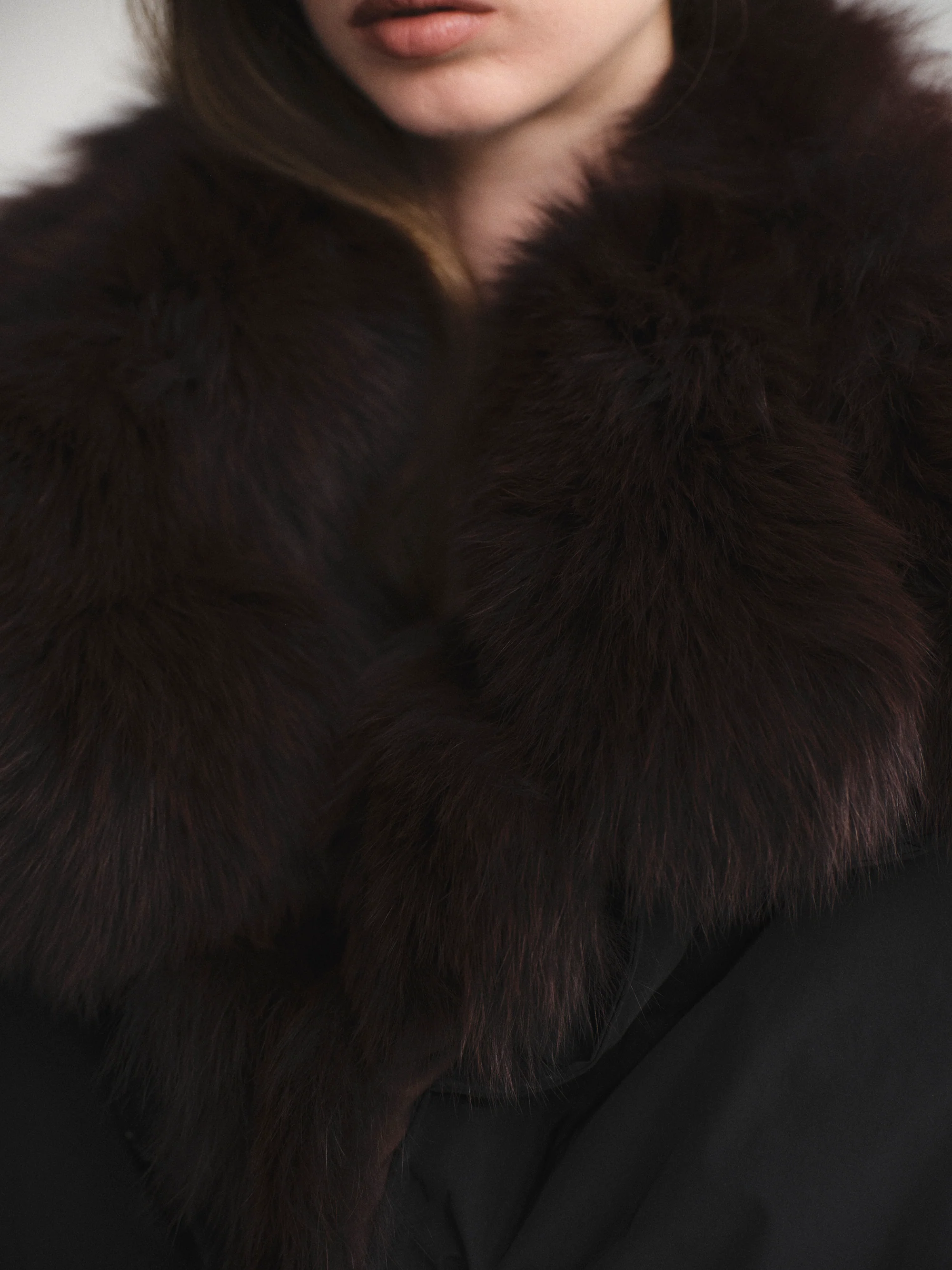 Dolla Fur Collar Down Jacket, Black - Image 3