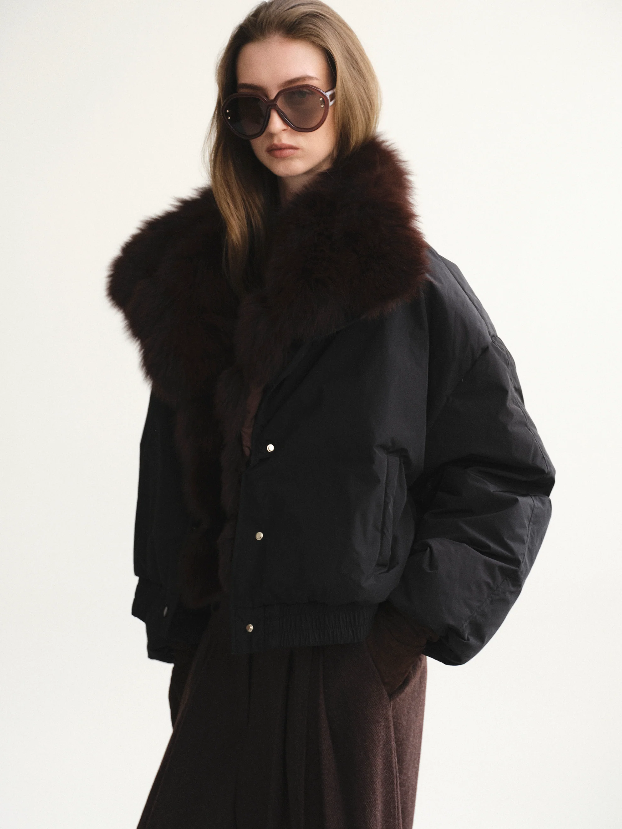 Dolla Fur Collar Down Jacket, Black - Image 4