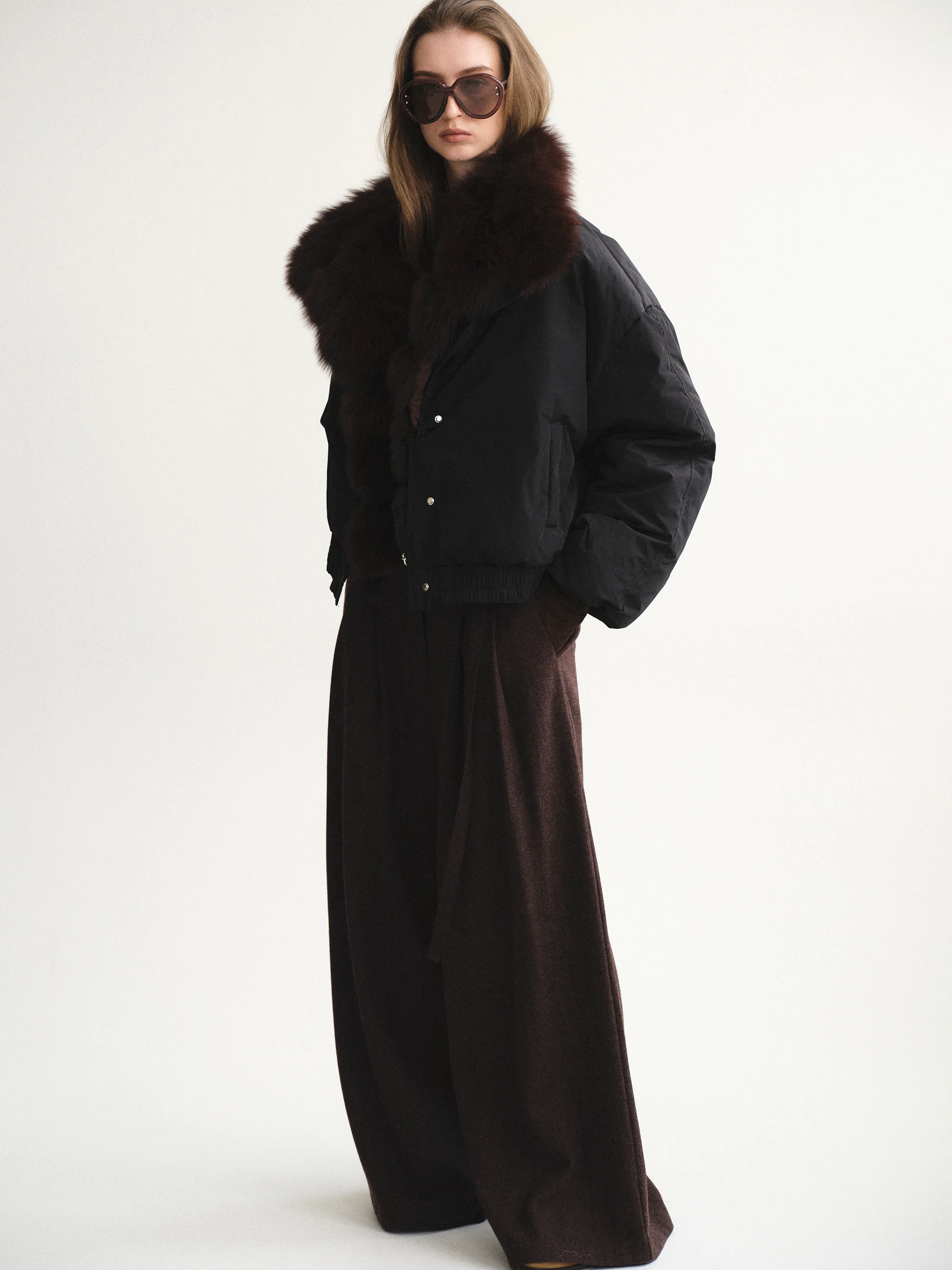 Dolla Fur Collar Down Jacket, Black - Image 5