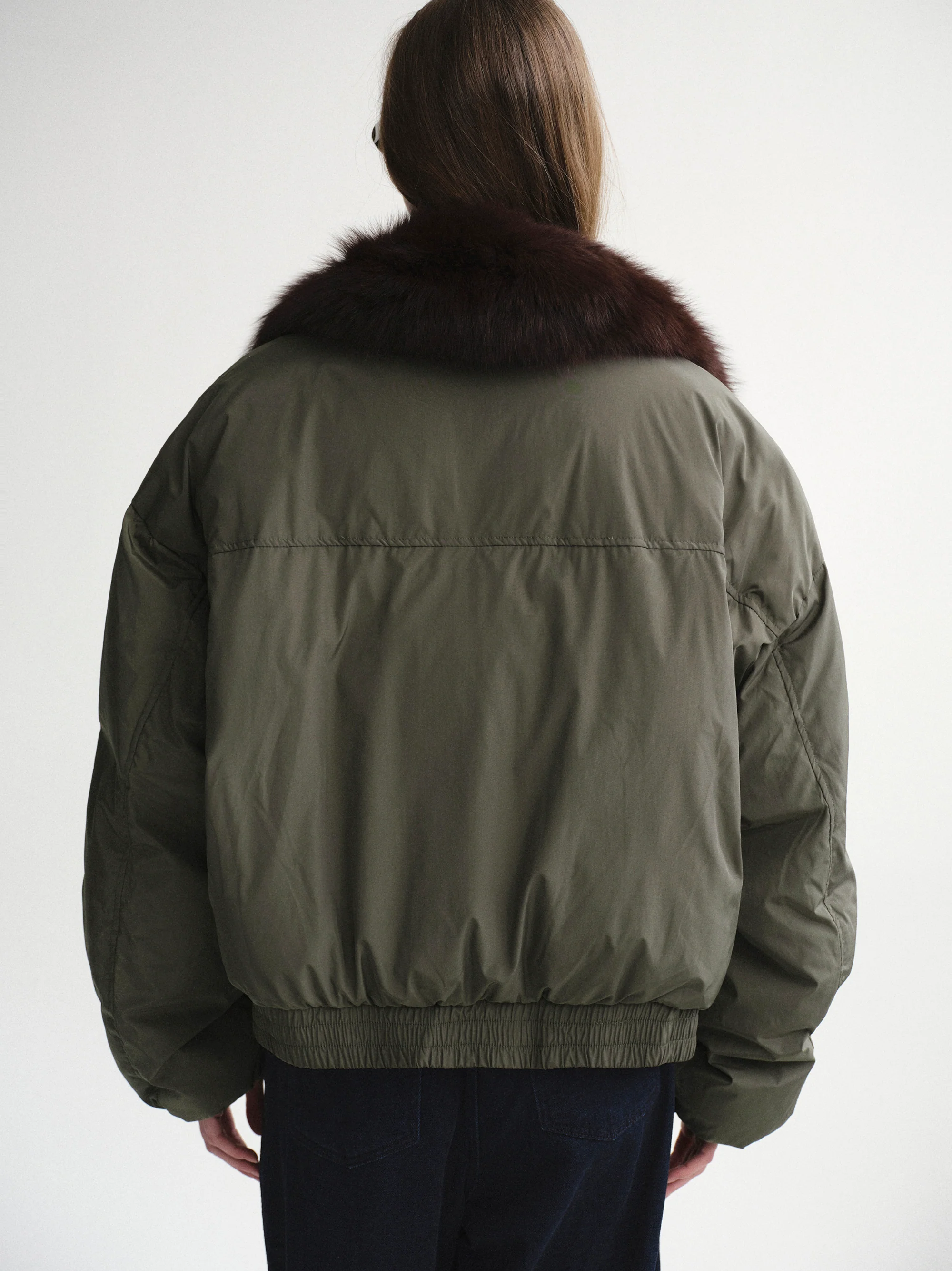 Dolla Fur Collar Down Jacket, Khaki - Image 6