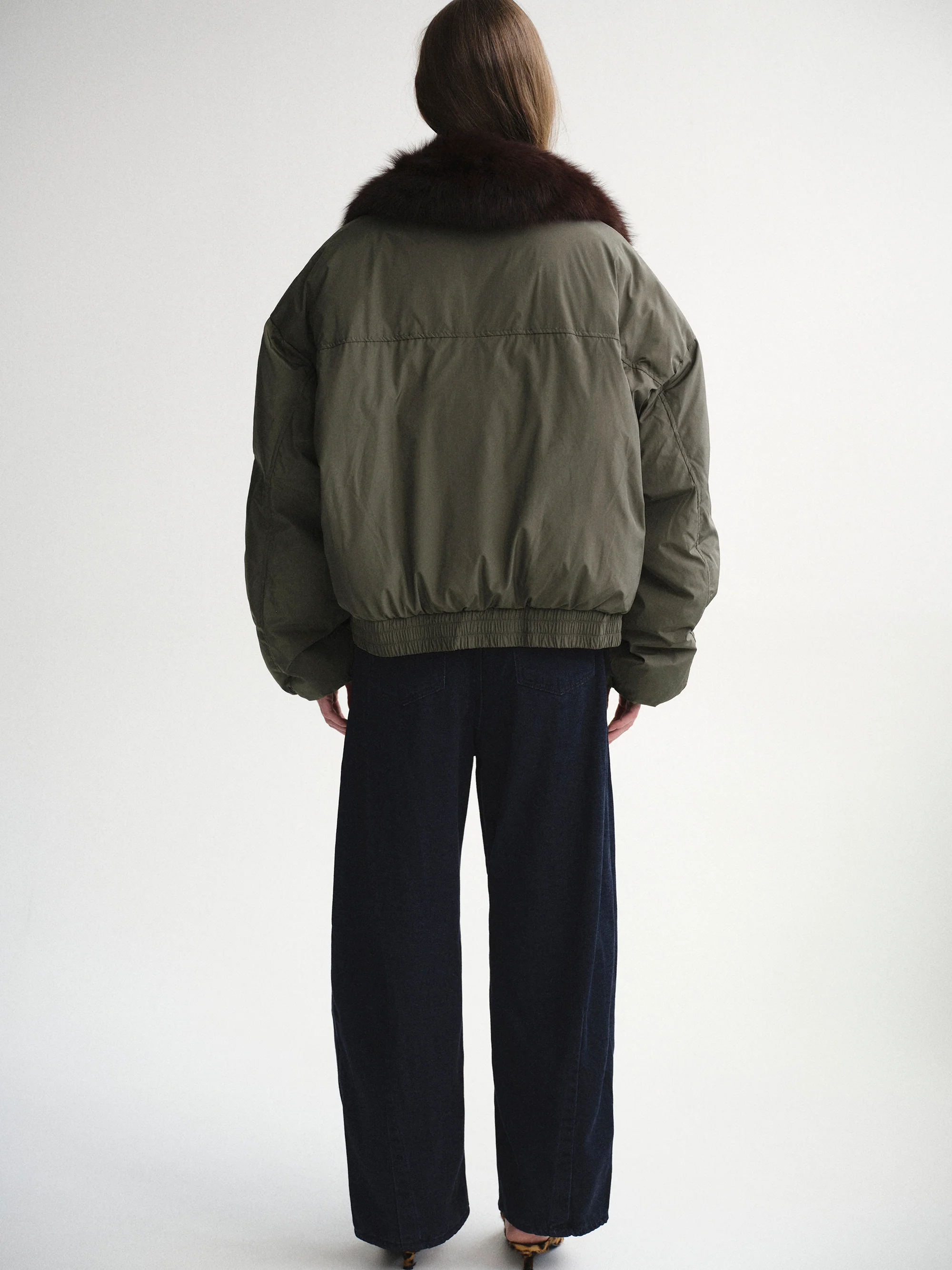 Dolla Fur Collar Down Jacket, Khaki - Image 7