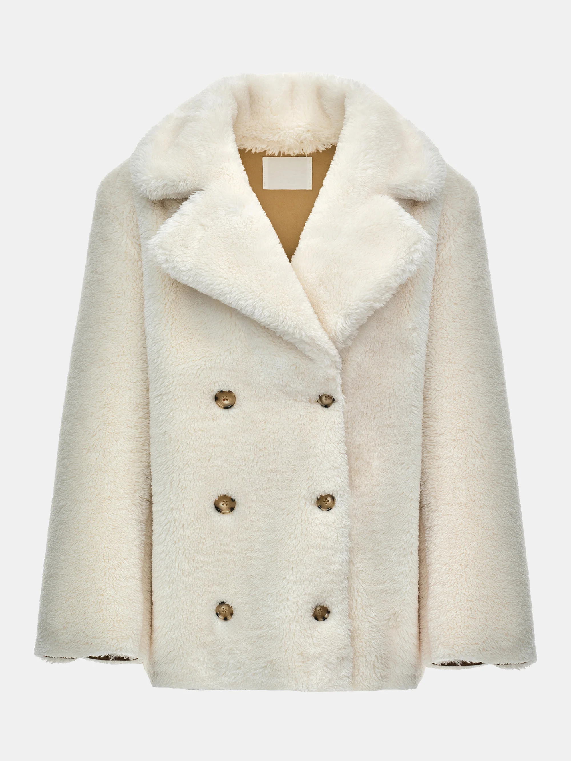 Double-breasted Shearling Jacket, Ivory