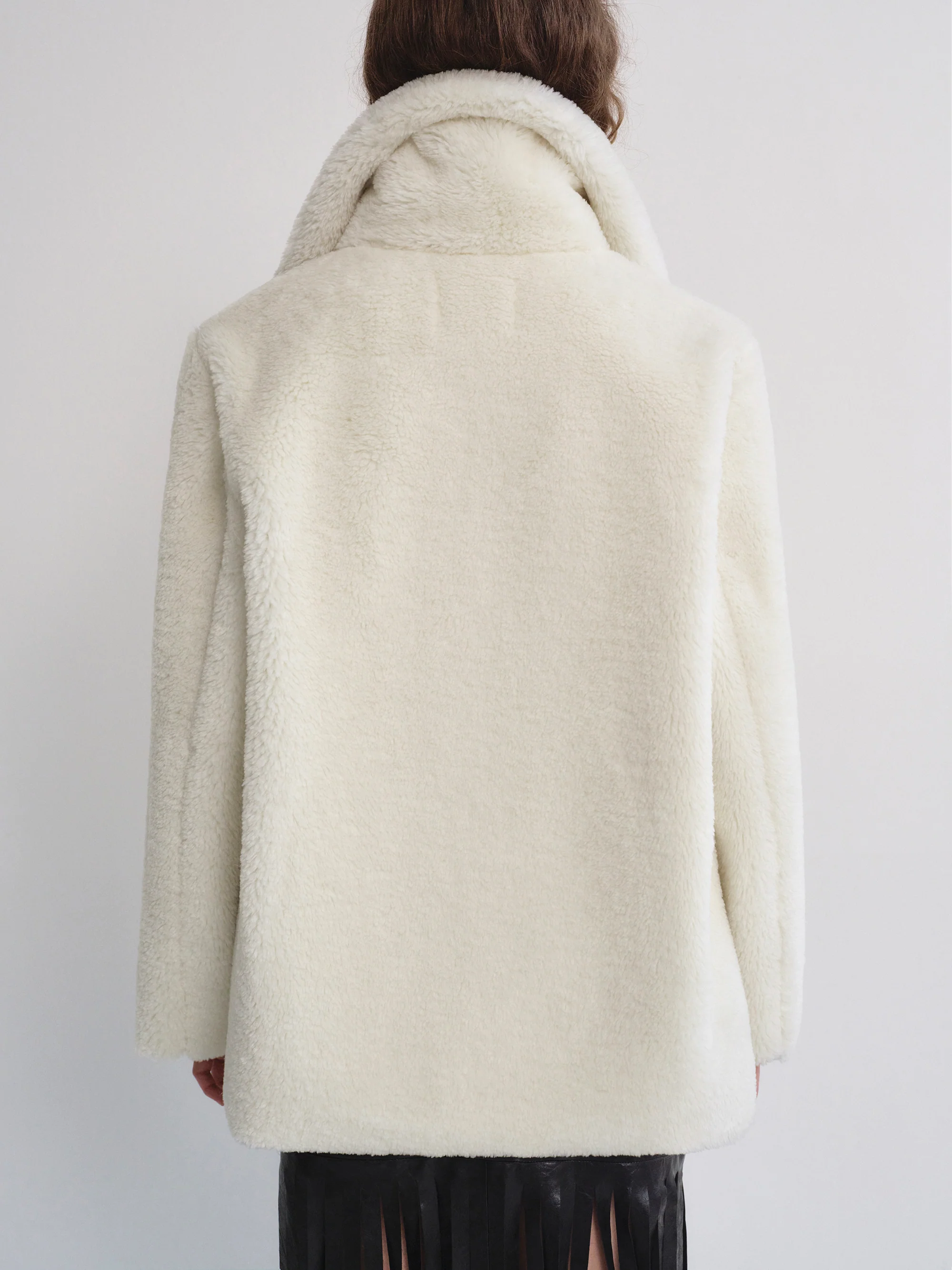 Double-breasted Shearling Jacket, Ivory - Image 7