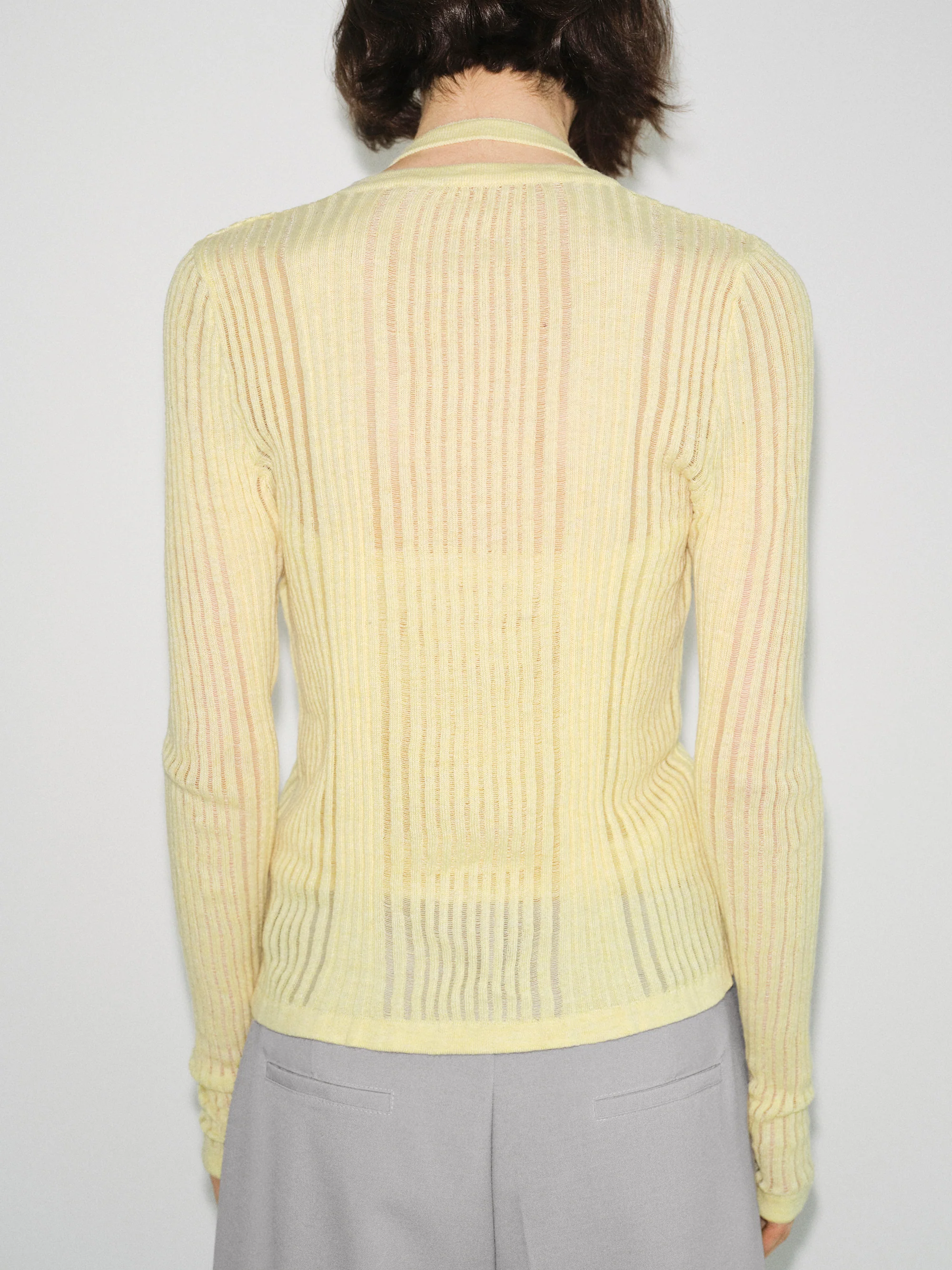 Double Knit Cardigan, Yellow - Image 4