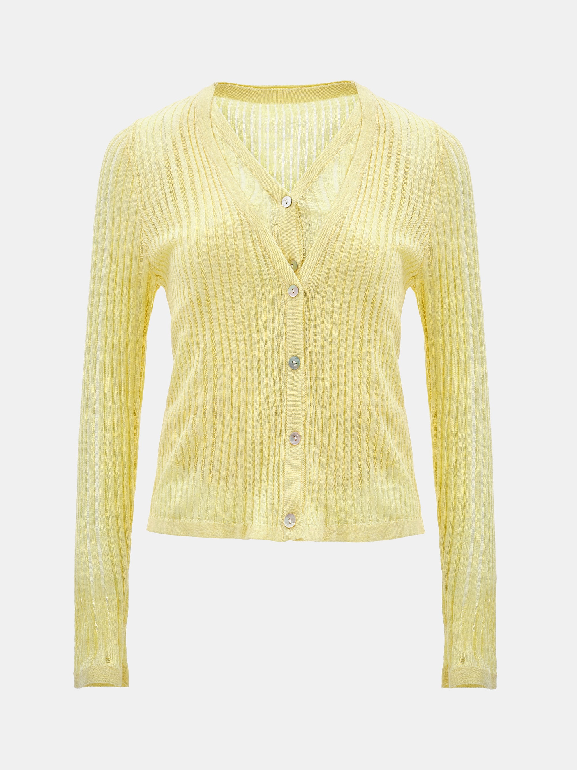 Double Knit Cardigan, Yellow - Image 5