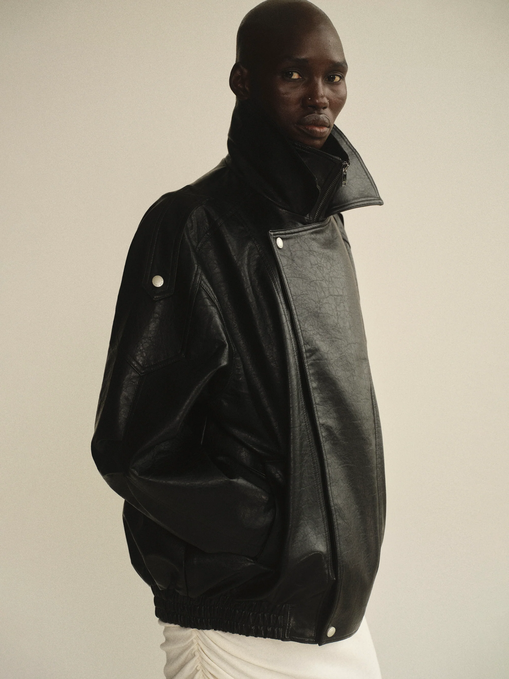 Double Lapel Biker Jacket, Black
