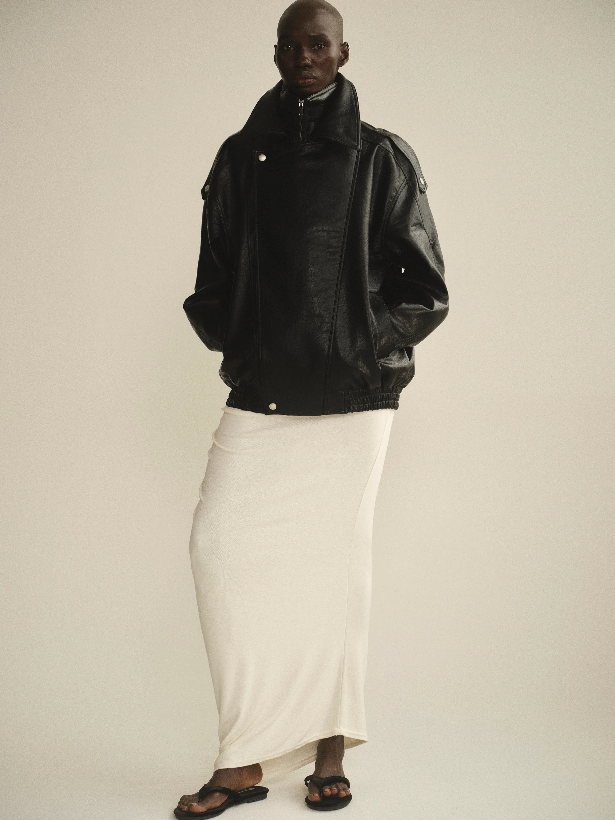 Double Lapel Biker Jacket, Black - Image 2