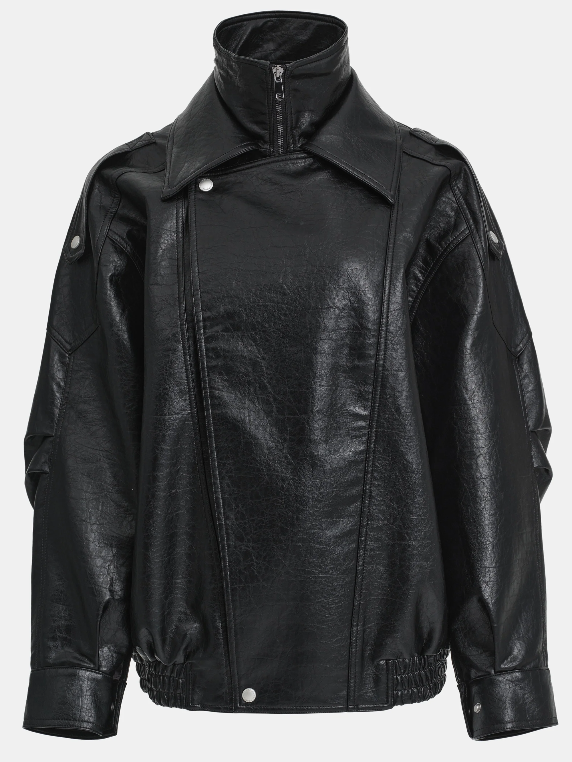 Double Lapel Biker Jacket, Black - Image 5
