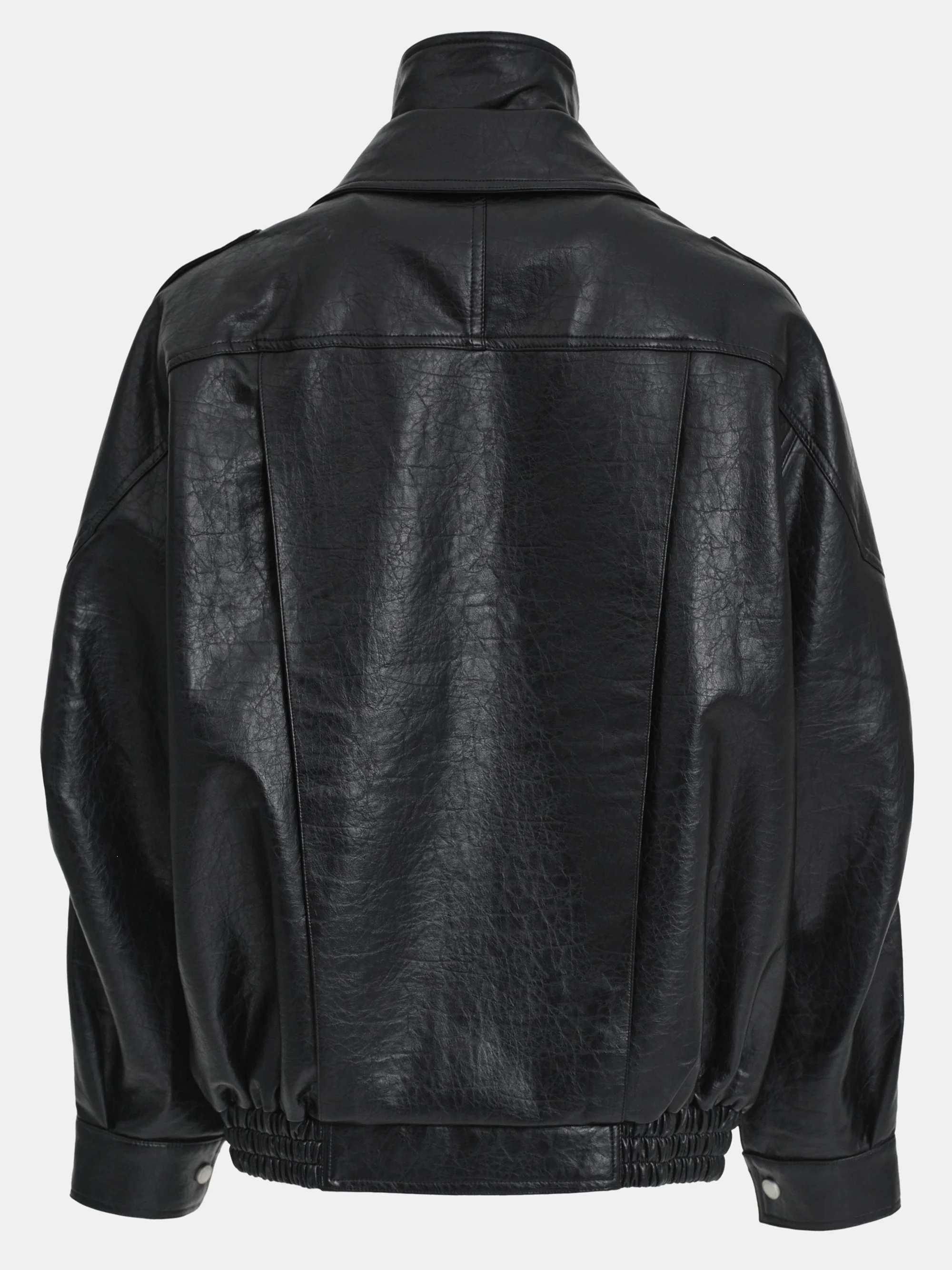 Double Lapel Biker Jacket, Black - Image 6