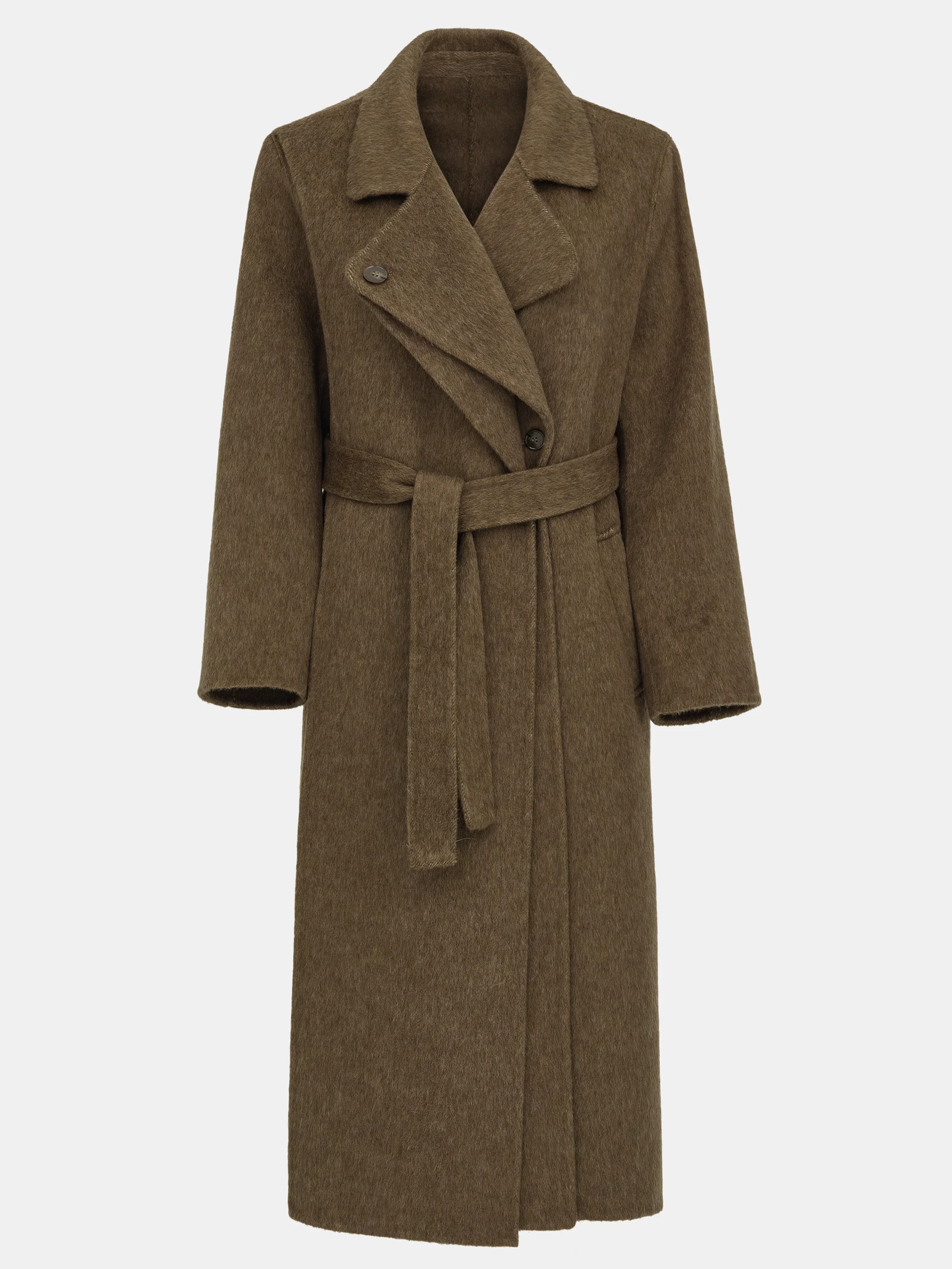 Double Lapel Scarf Coat, Brown - Image 5