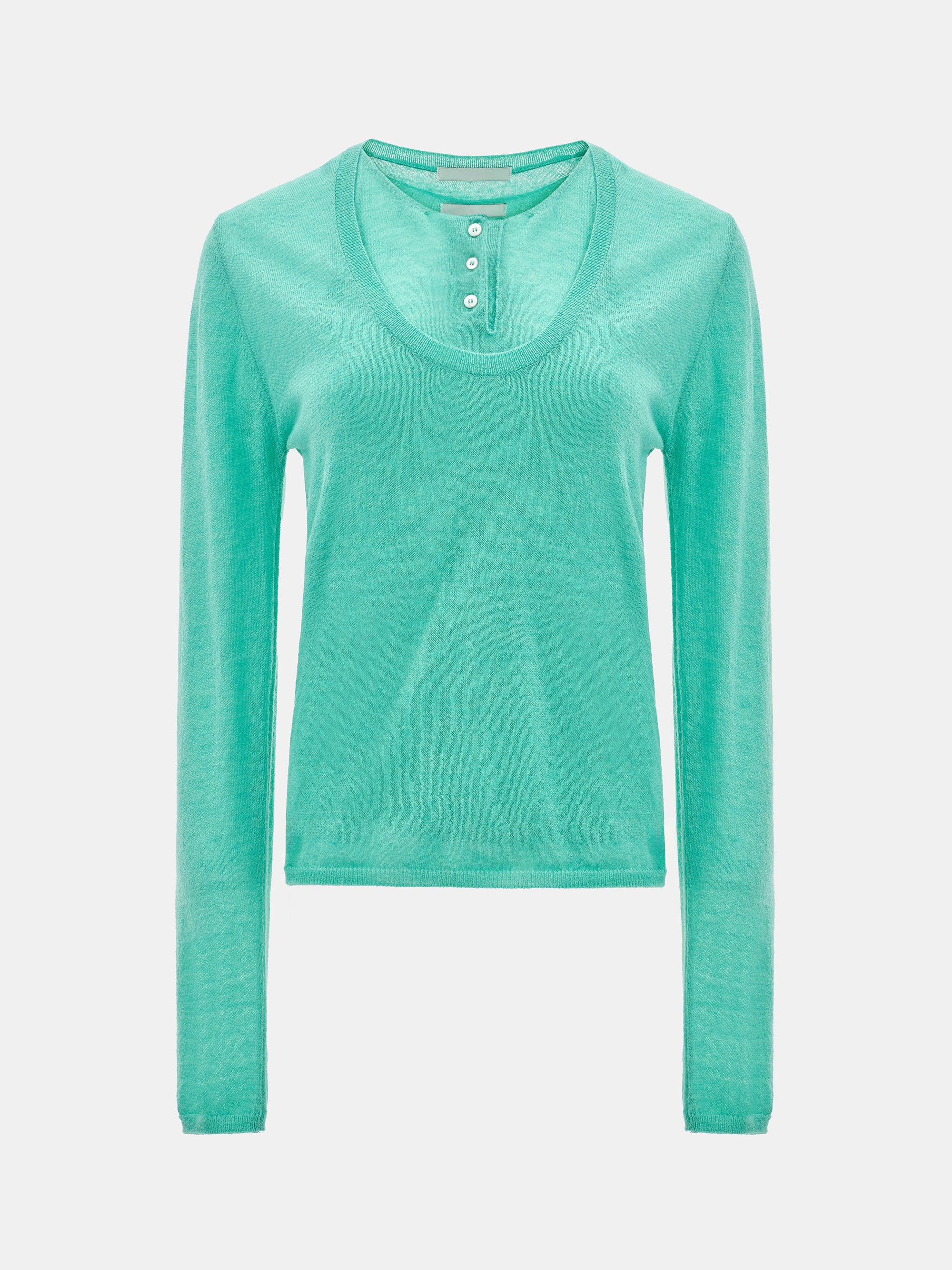 Double-Layer Knit Top, Aqua - Image 4