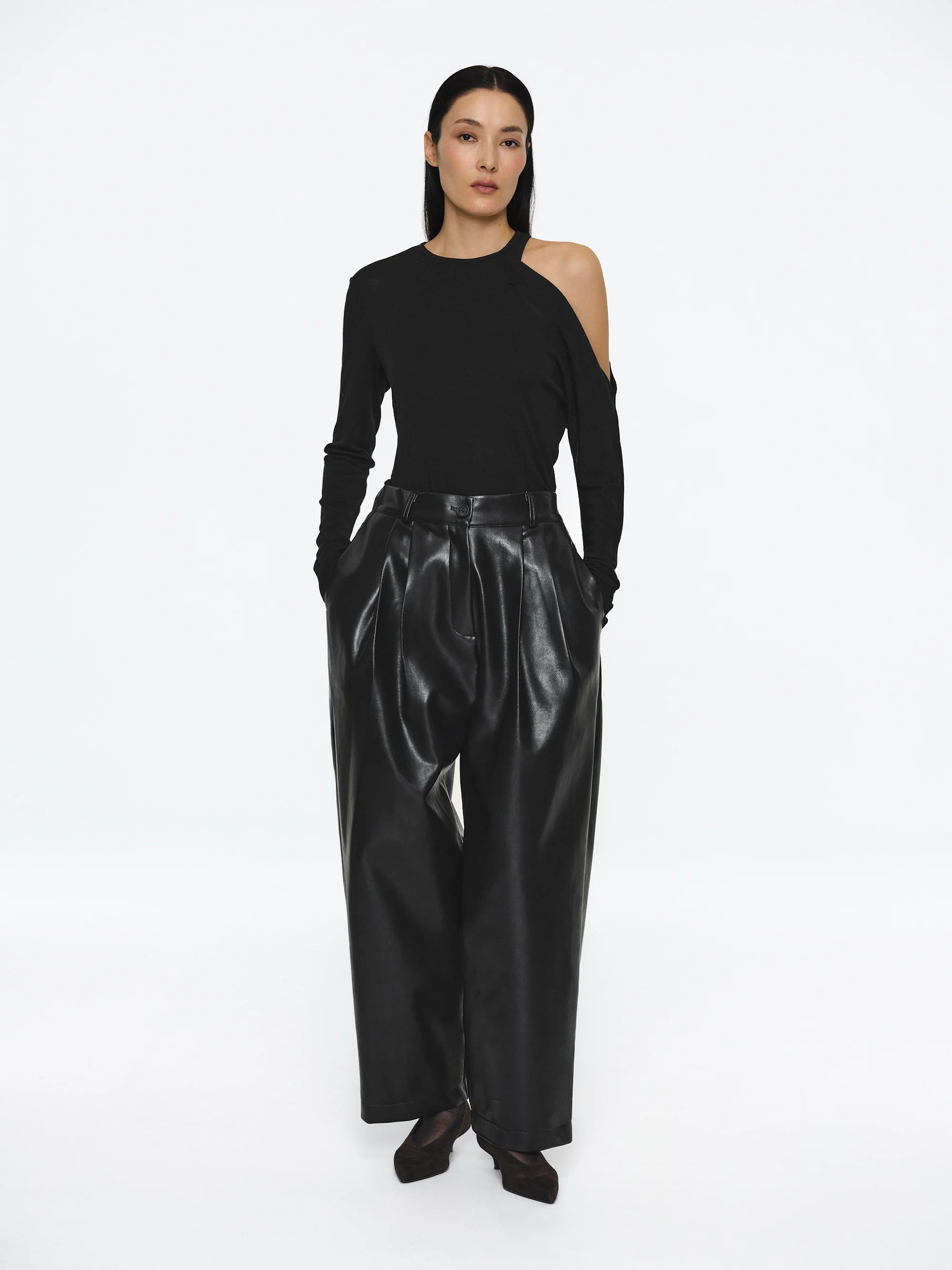 Double Layered Semi-Sheer Top, Black - Image 2