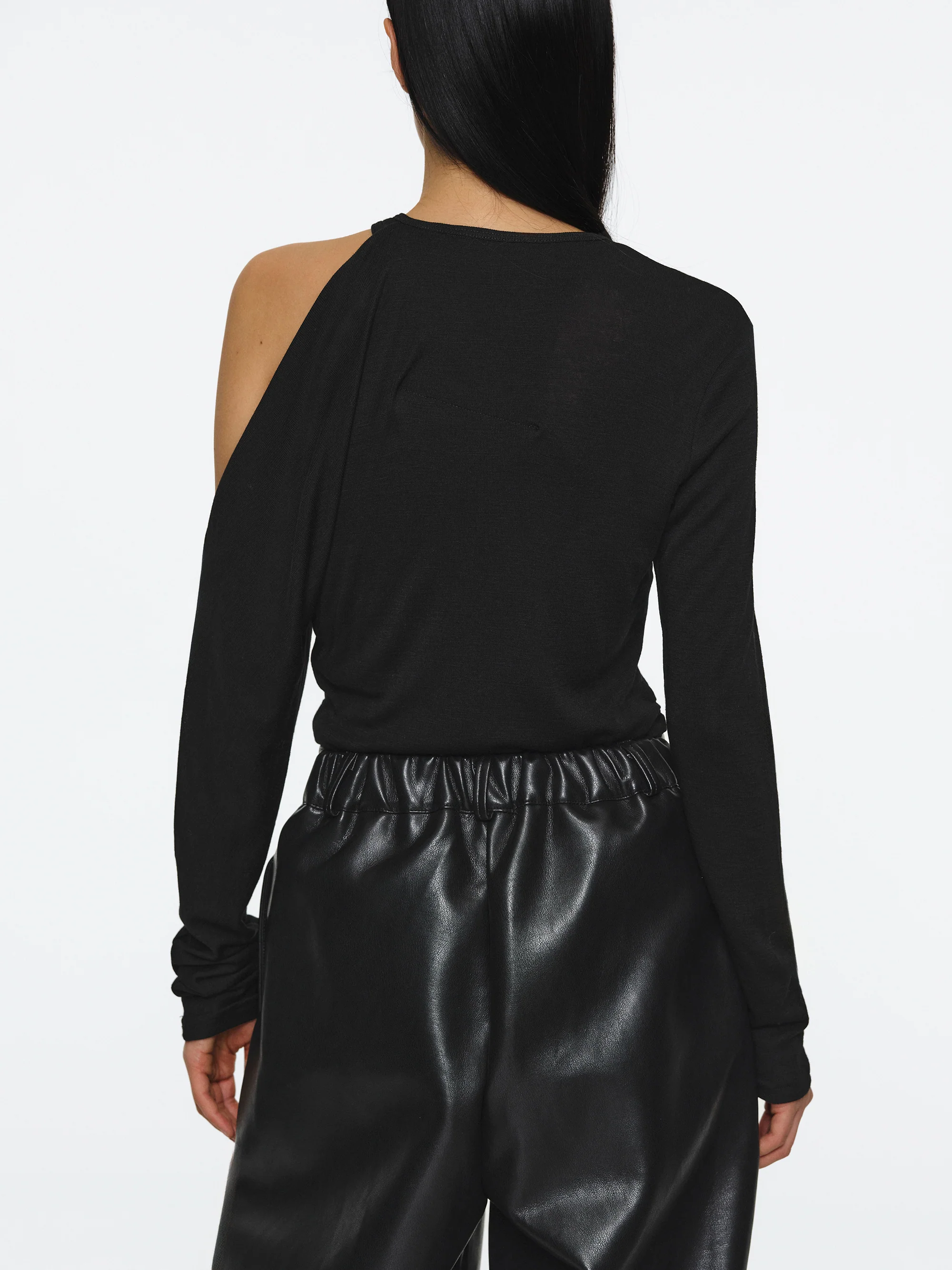 Double Layered Semi-Sheer Top, Black - Image 4