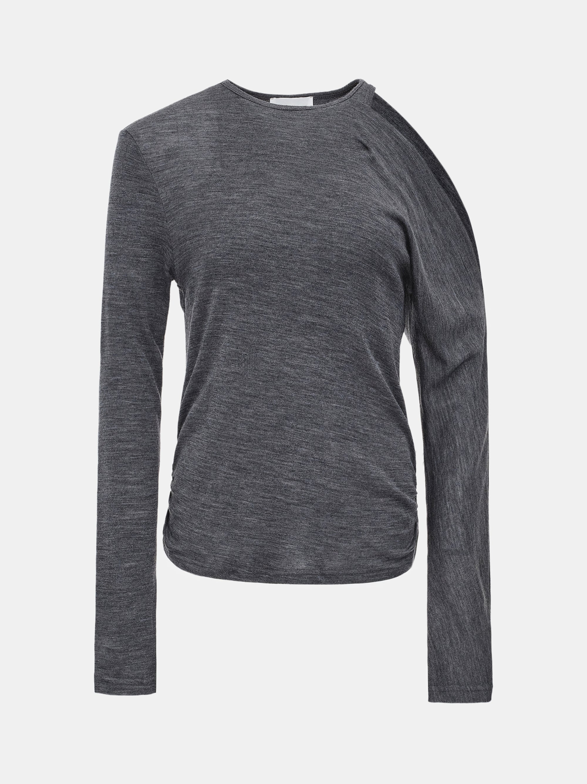 Double Layered Semi-Sheer Top, Charcoal - Image 5