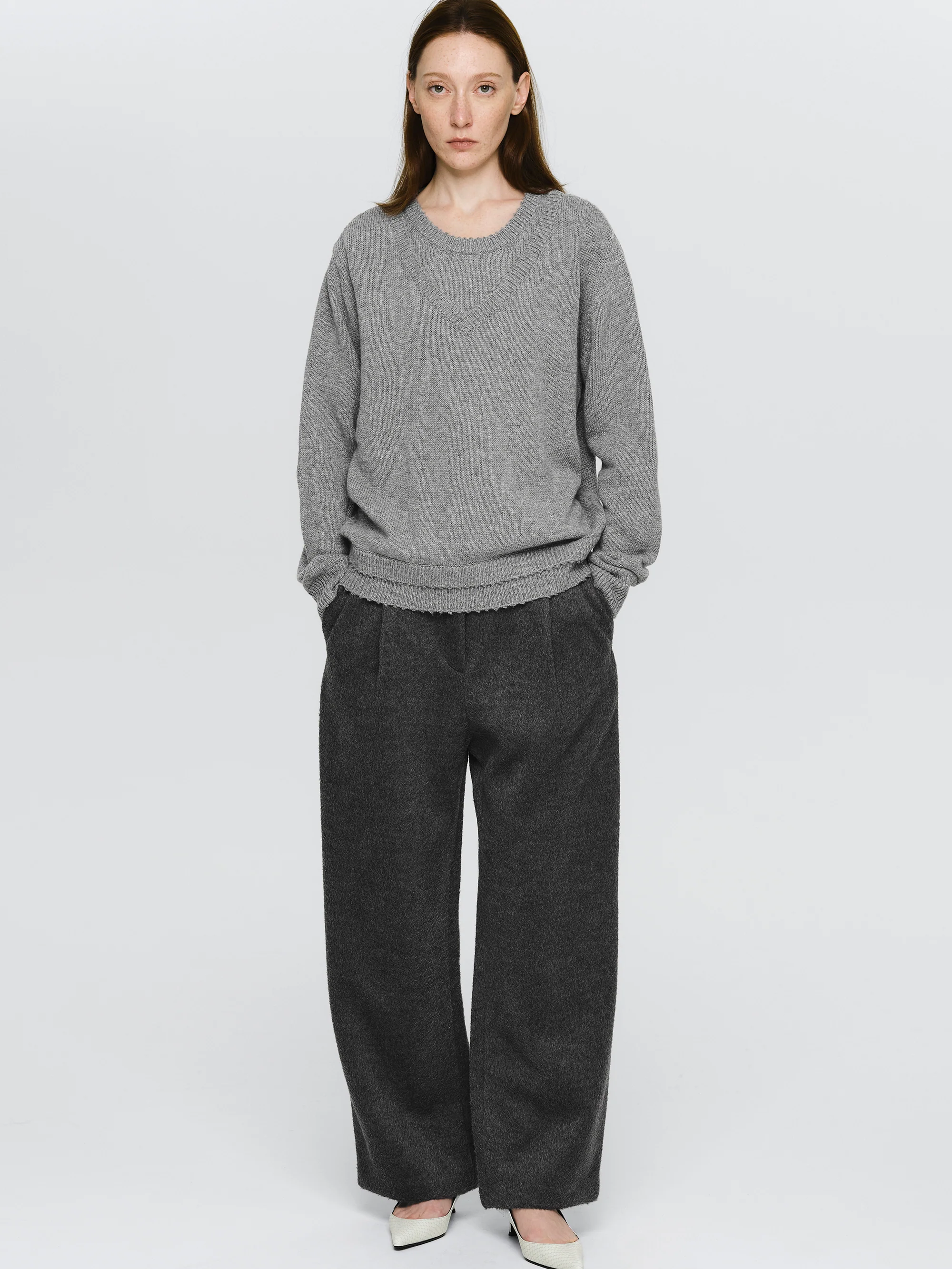 Double Layered Sweater, Grey - Image 3
