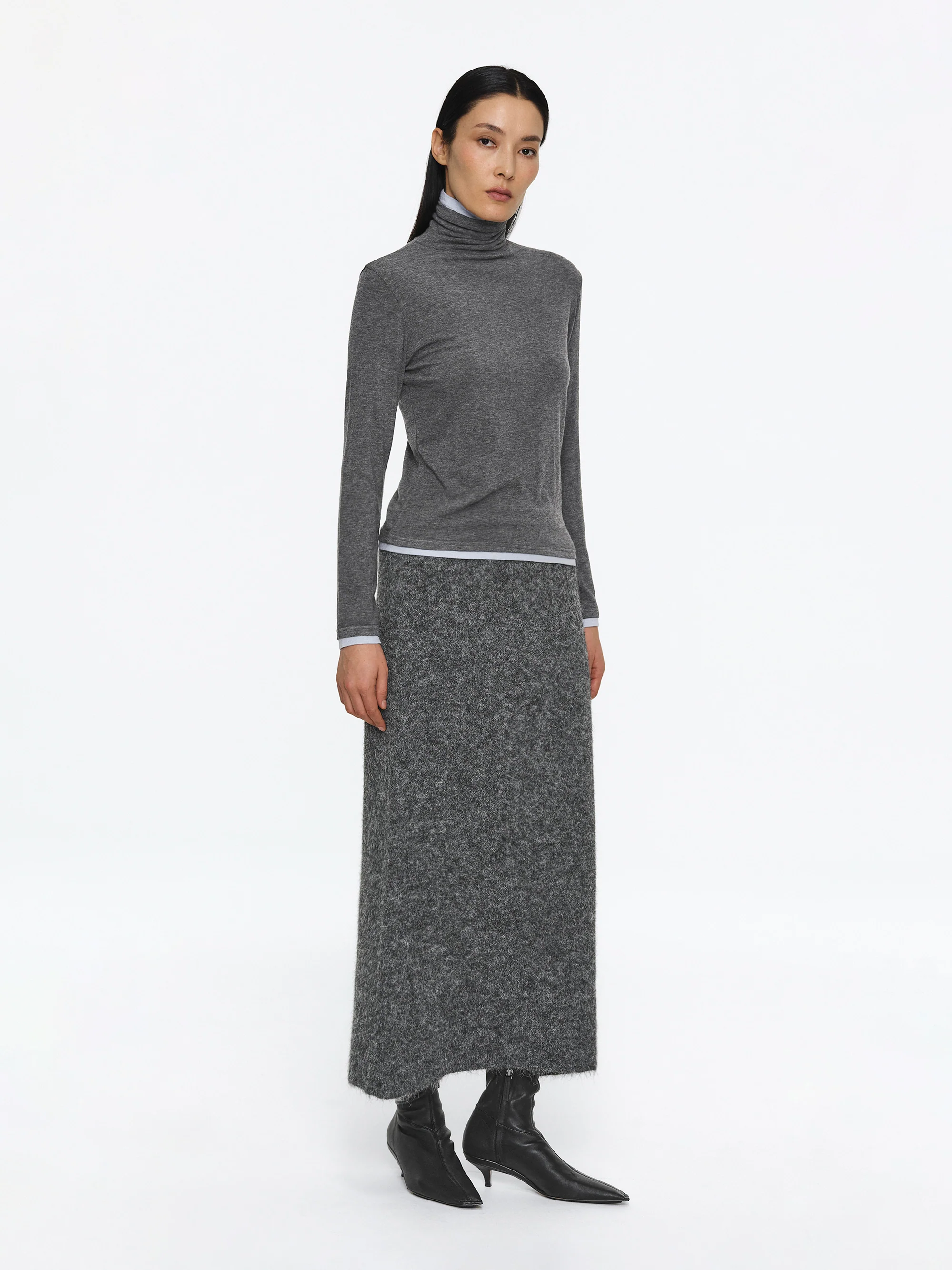 Double Layered Turtleneck, Grey - Image 3