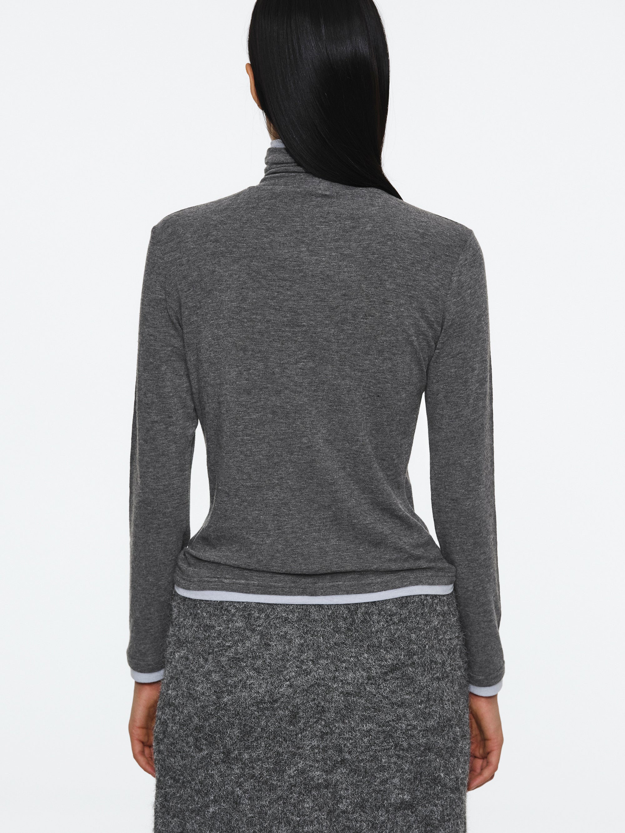 Double Layered Turtleneck, Grey - Image 4