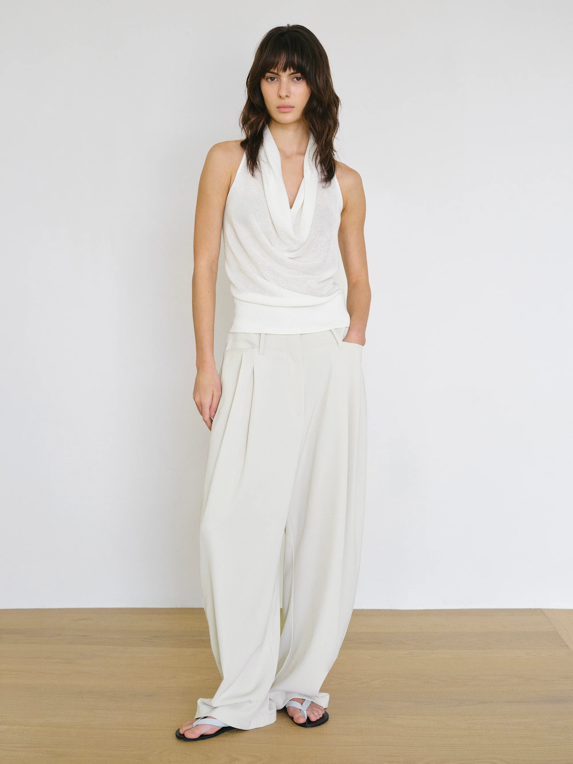Double-Pleat Trousers, Ivory