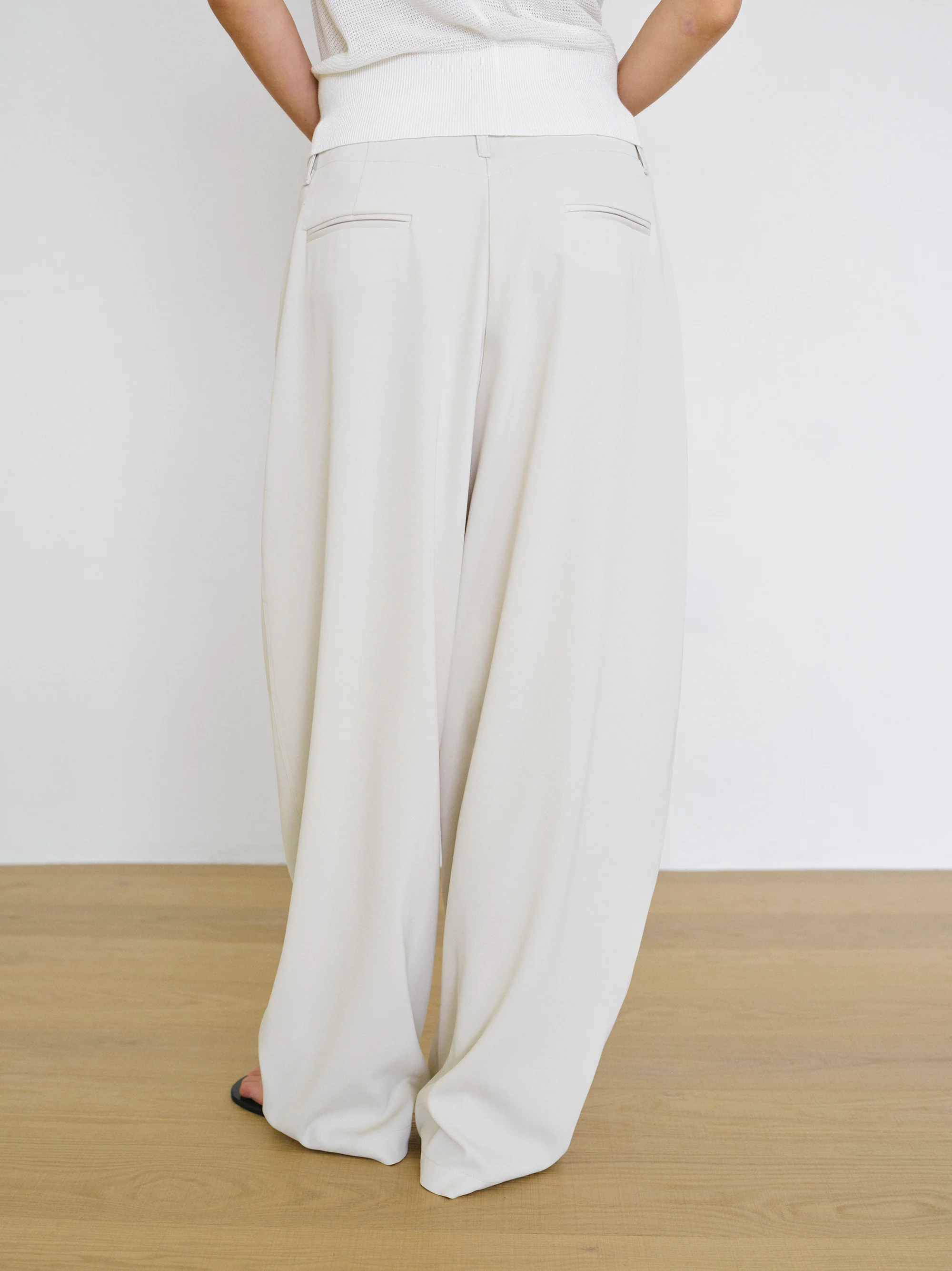 Double-Pleat Trousers, Ivory - Image 4