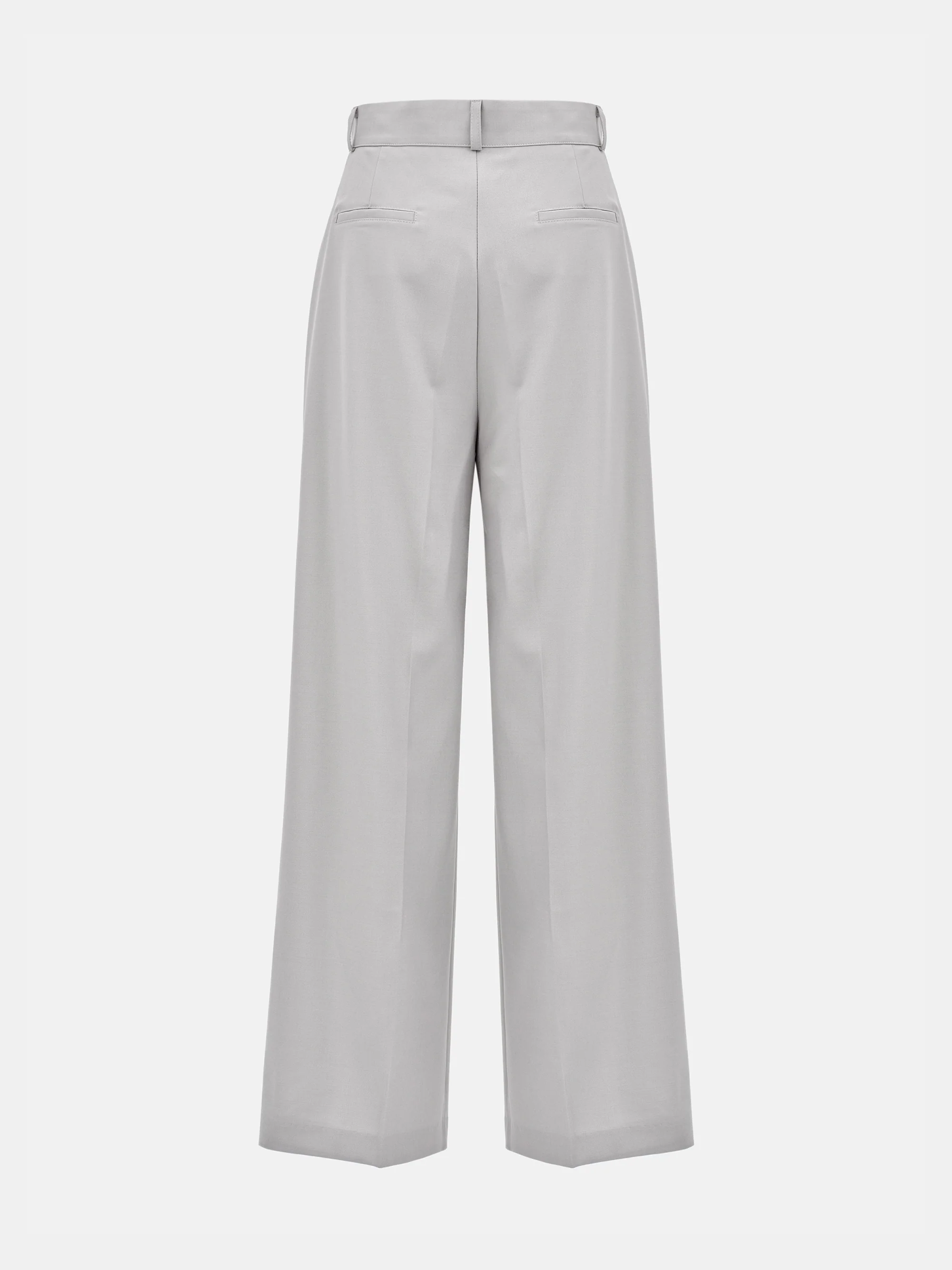 Double Pleated Wide-Leg Trousers, Grey - Image 6