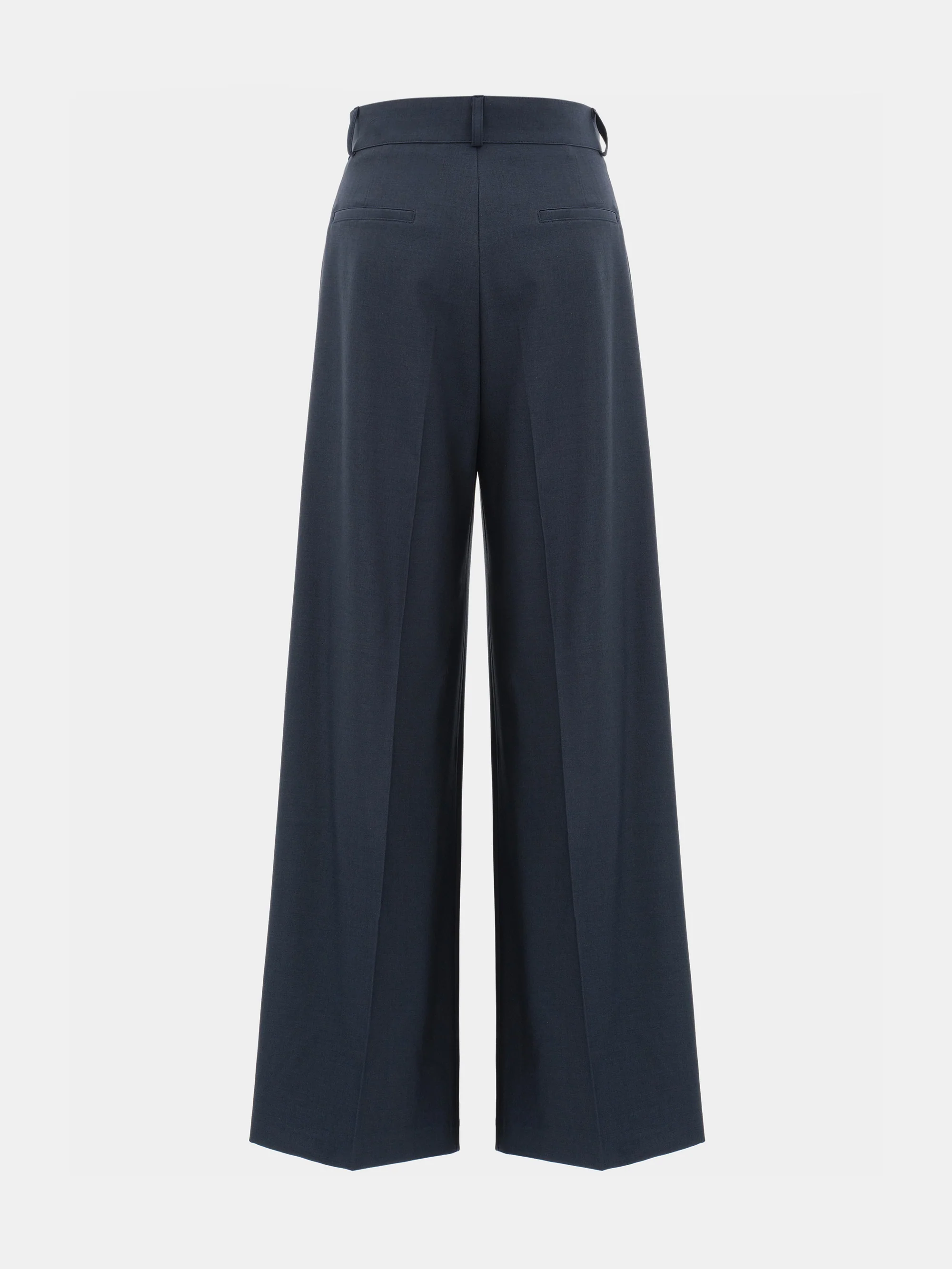 Double Pleated Wide-Leg Trousers, Navy - Image 6