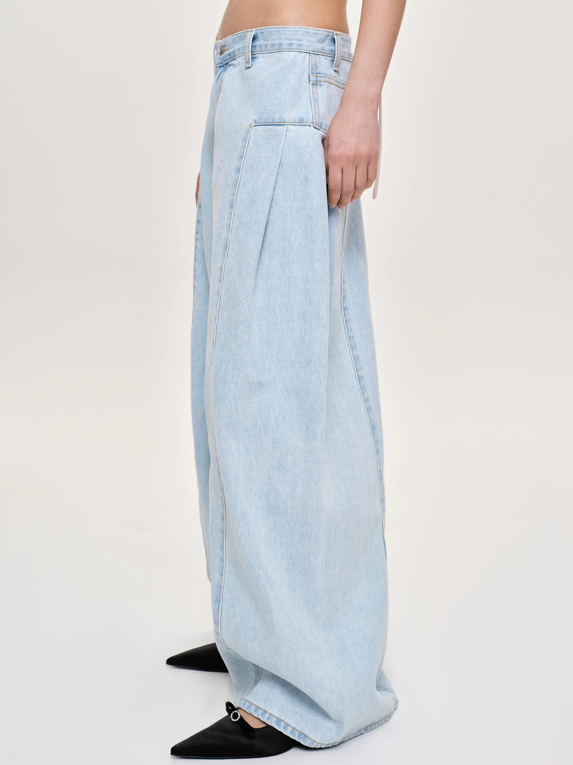 Double Side Oversized Jeans, Light Blue