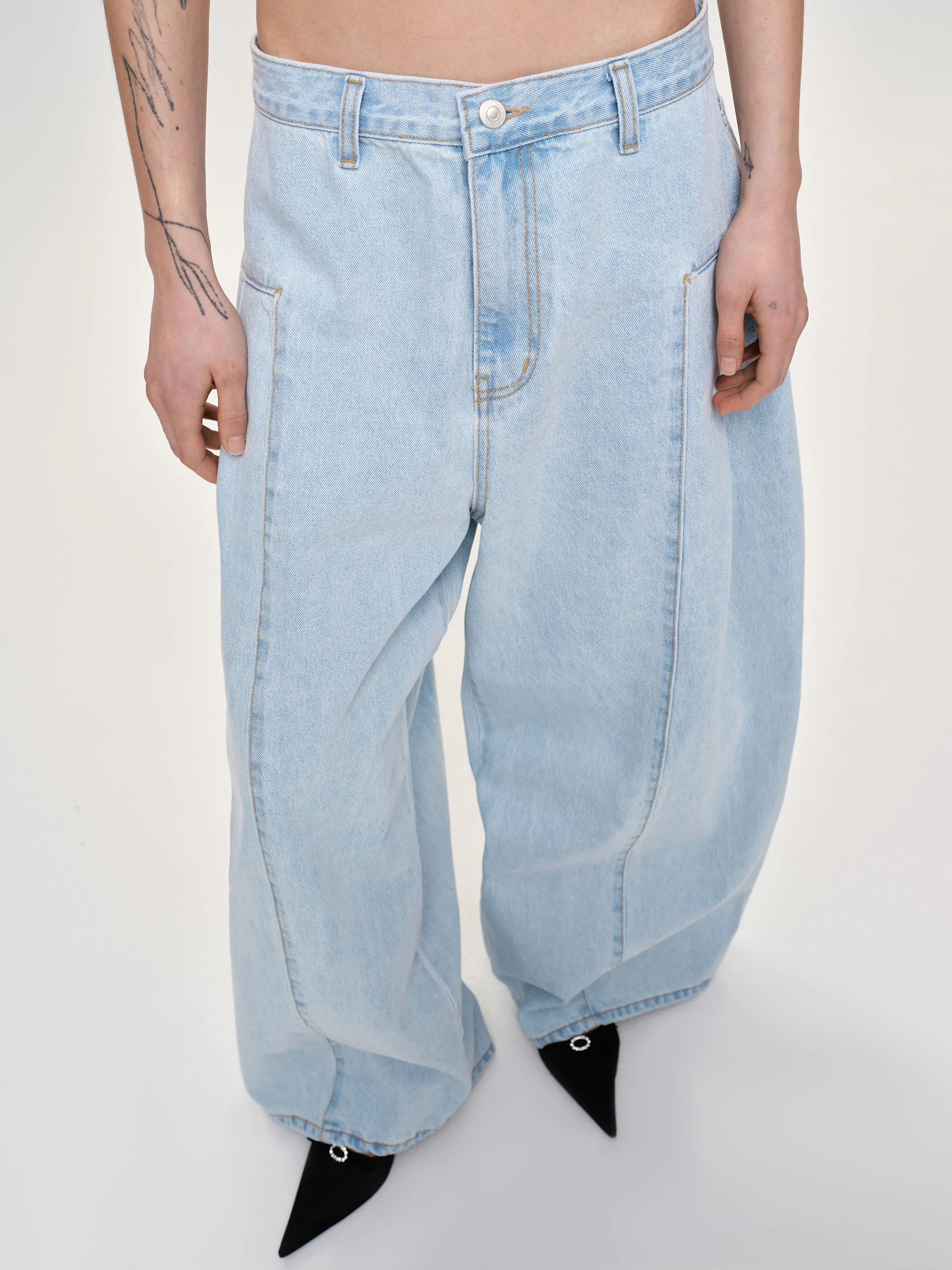 Double Side Oversized Jeans, Light Blue - Image 2